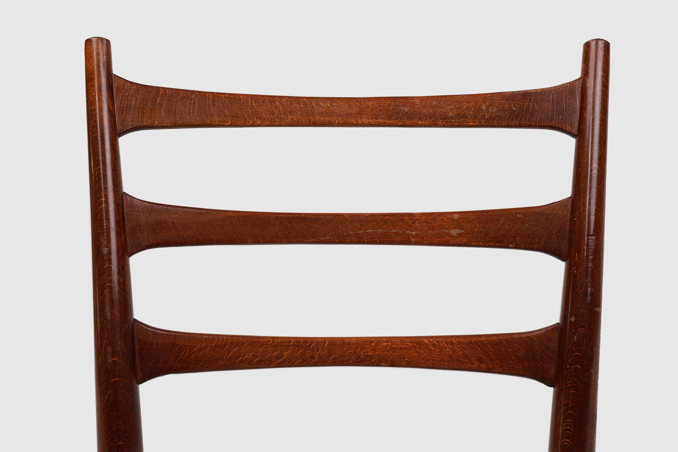 Teak dining chairs with braided rope seat, Belgium 1960s In Good Condition For Sale In Meulebeke, BE