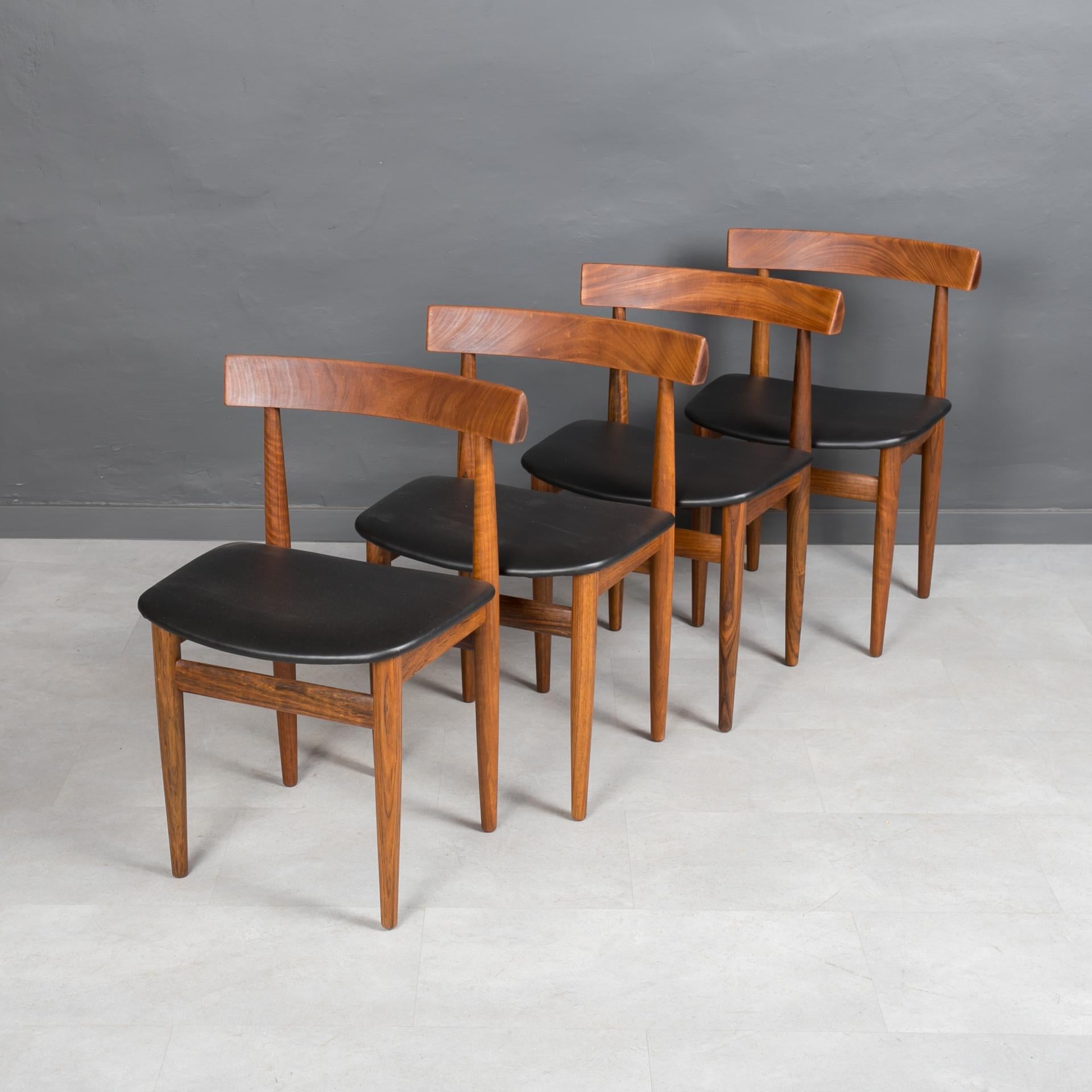 Teak Dining Set, 4 Chairs, Round Table, designed by Hans Olsen, Denmark, 1960s 4
