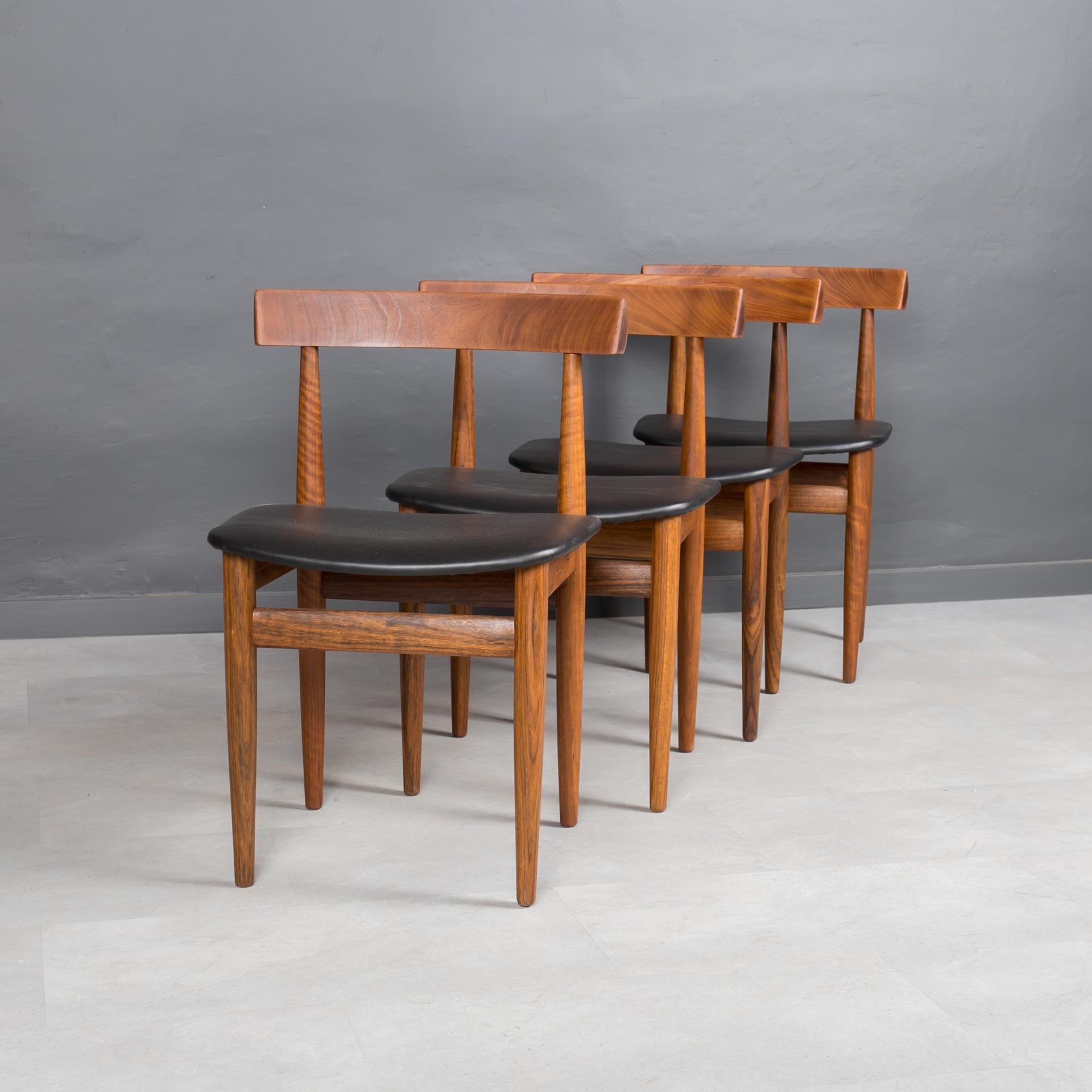 Teak Dining Set, 4 Chairs, Round Table, designed by Hans Olsen, Denmark, 1960s 5