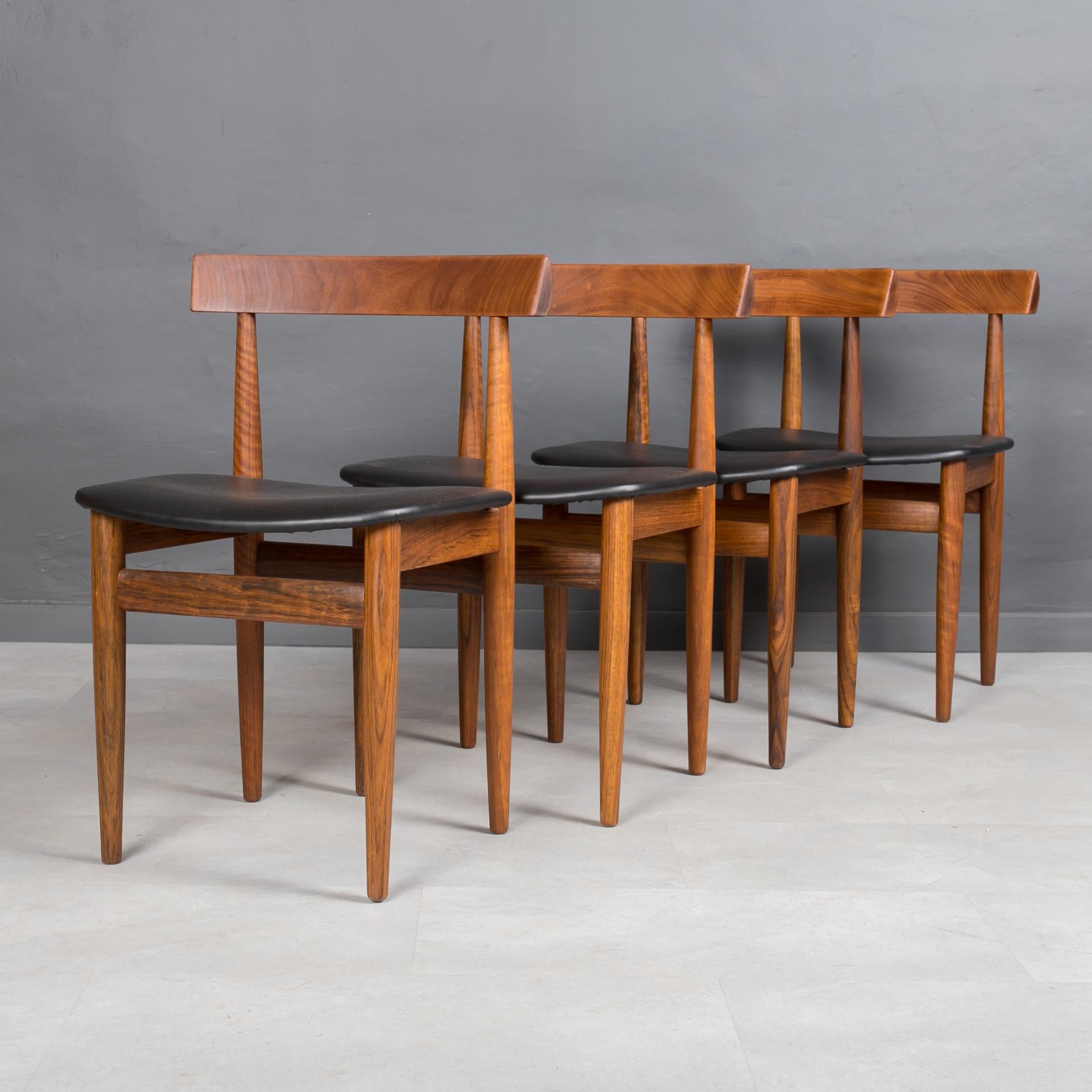 Teak Dining Set, 4 Chairs, Round Table, designed by Hans Olsen, Denmark, 1960s 6