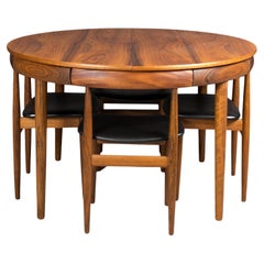 Teak Dining Set, 4 Chairs, Round Table, designed by Hans Olsen, Denmark, 1960s