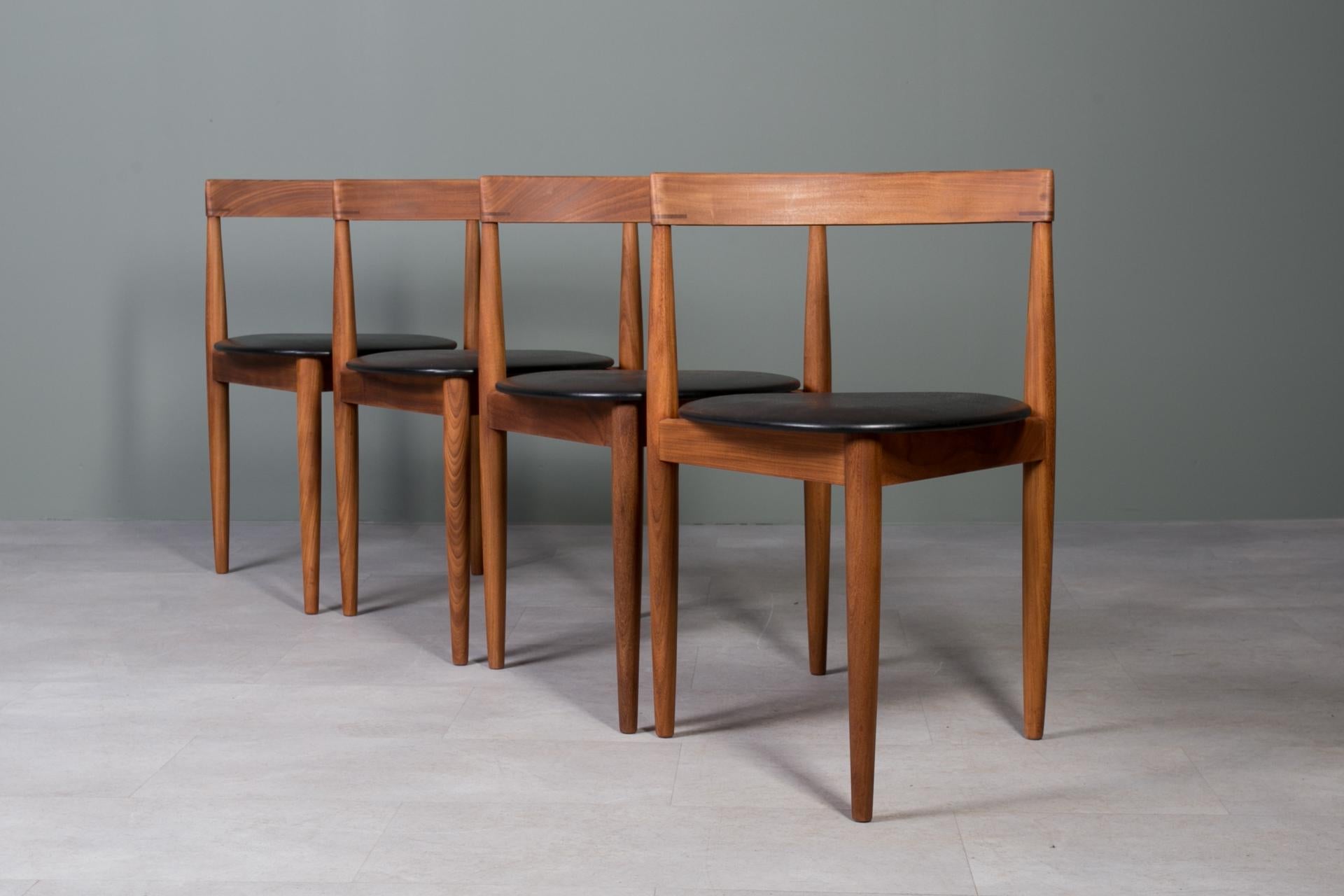 Teak Dining Set by Hans Olsen, 4 Chairs, Round Table, Danish Modern, 1950s For Sale 3