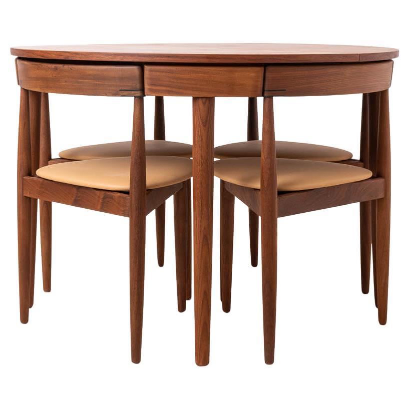 Teak Dining Set by Hans Olsen, 4 Chairs, Round Table, Danish Modern, 1950s For Sale