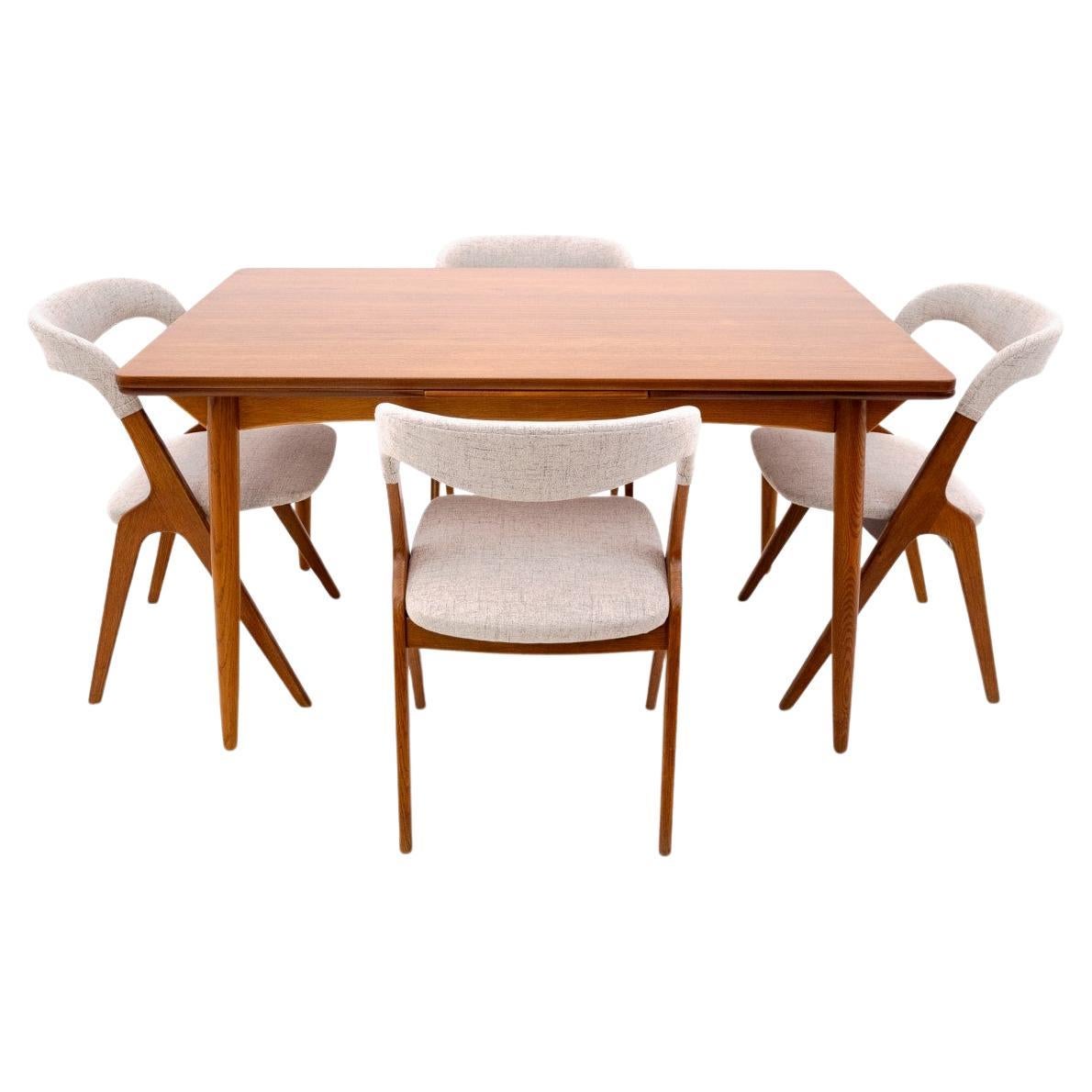 Set da pranzo in teak, Danish Design, Danimarca, anni '60. Dopo la ristrutturazione.