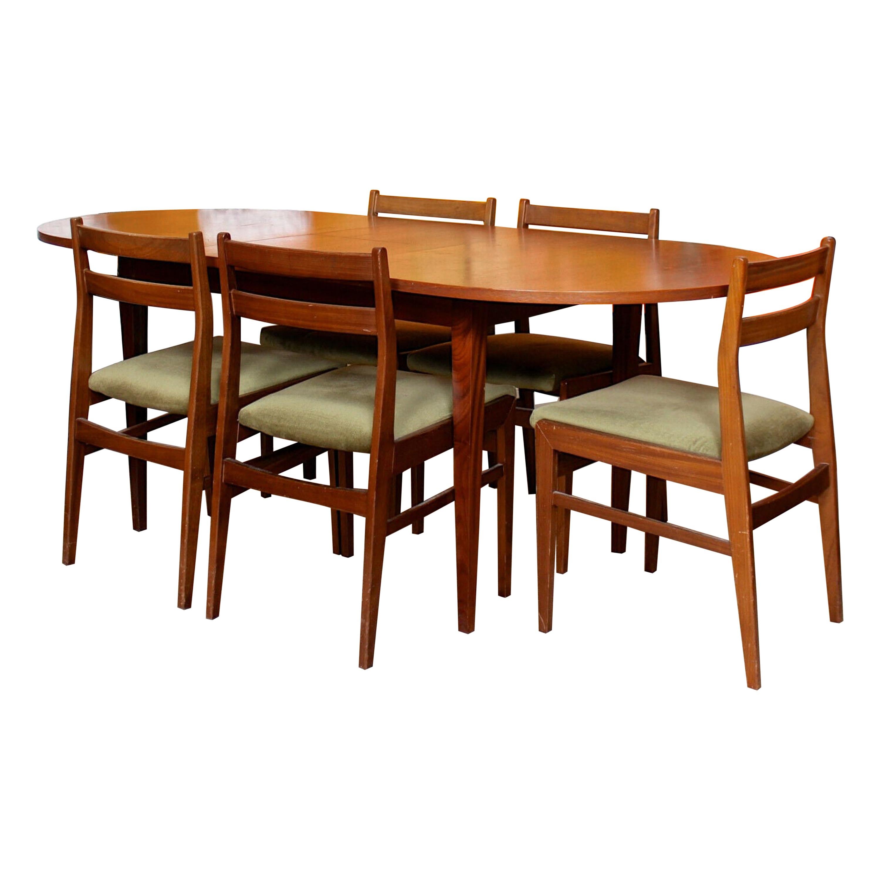 Teak Dining Table and 5 Chairs MCM, 1970s
