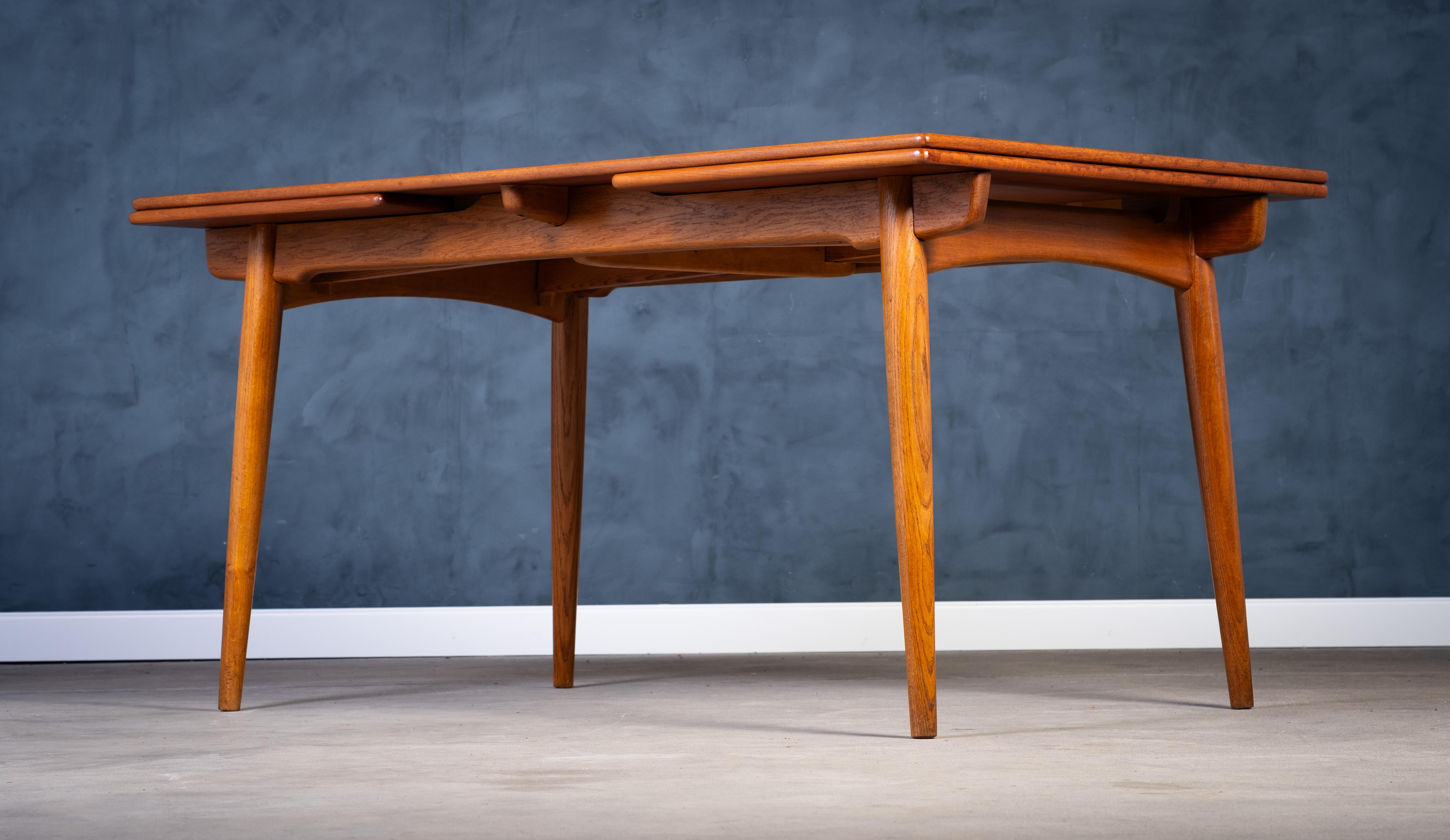 Mesa de comedor de teca AT-312 de Hans J. Wegner para Andres Tuck, años 50 Moderno de mediados de siglo en venta