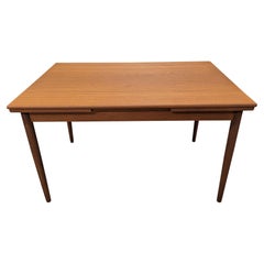 Table de salle à manger en teck avec deux Hidden Leaves - 022428 Vintage Danish Modern