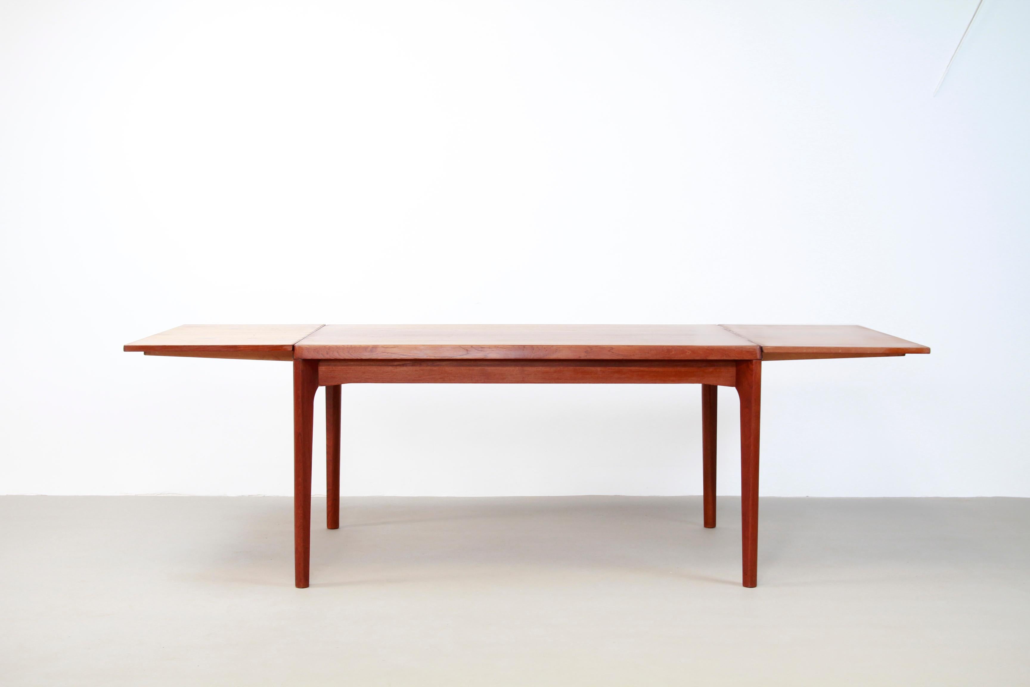 Teak Dining Table with Extensions by Henning Kjærnulf for Vejle Møbelfabrik 1960 1