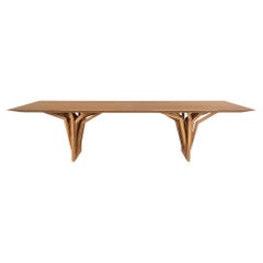 Teak Dining Table with Sculptural Root-Inspired Base and 98-Inch Top, Radi Line