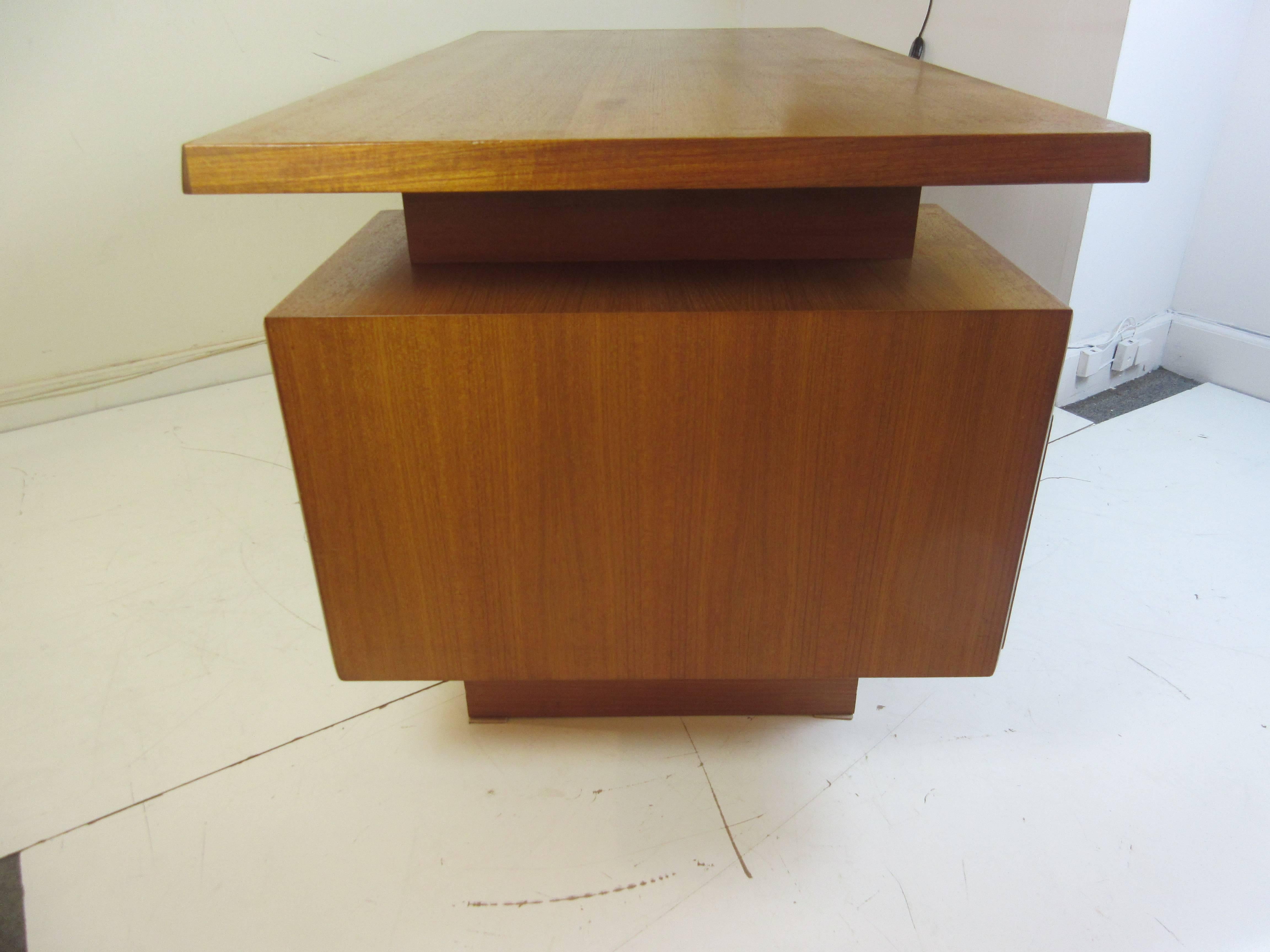 Late 20th Century Teak Double Pedestal Desk
