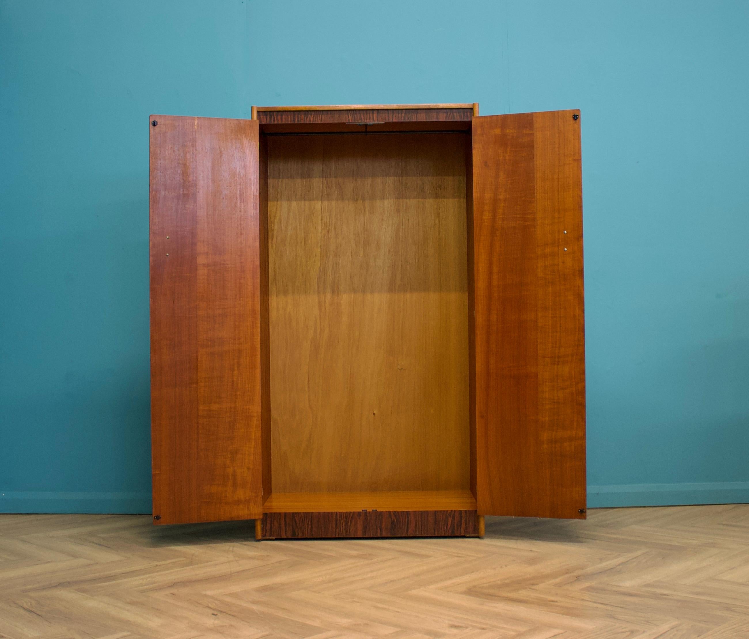 Veneer Teak Double Wardrobe, 1960s For Sale