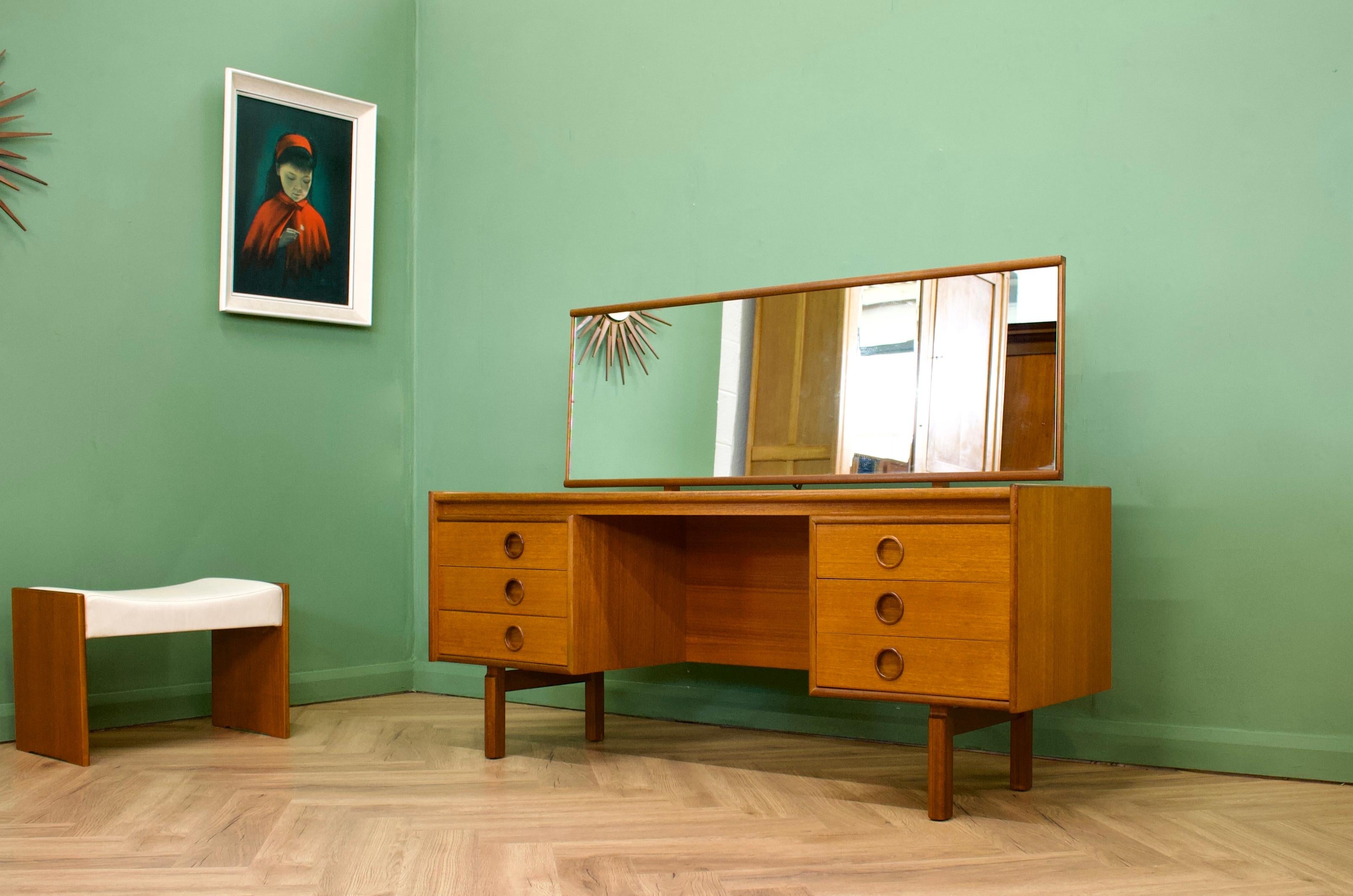 20th Century Teak Dressing Table and Stool from Bath Cabinet Makers, 1960s, Set of 2