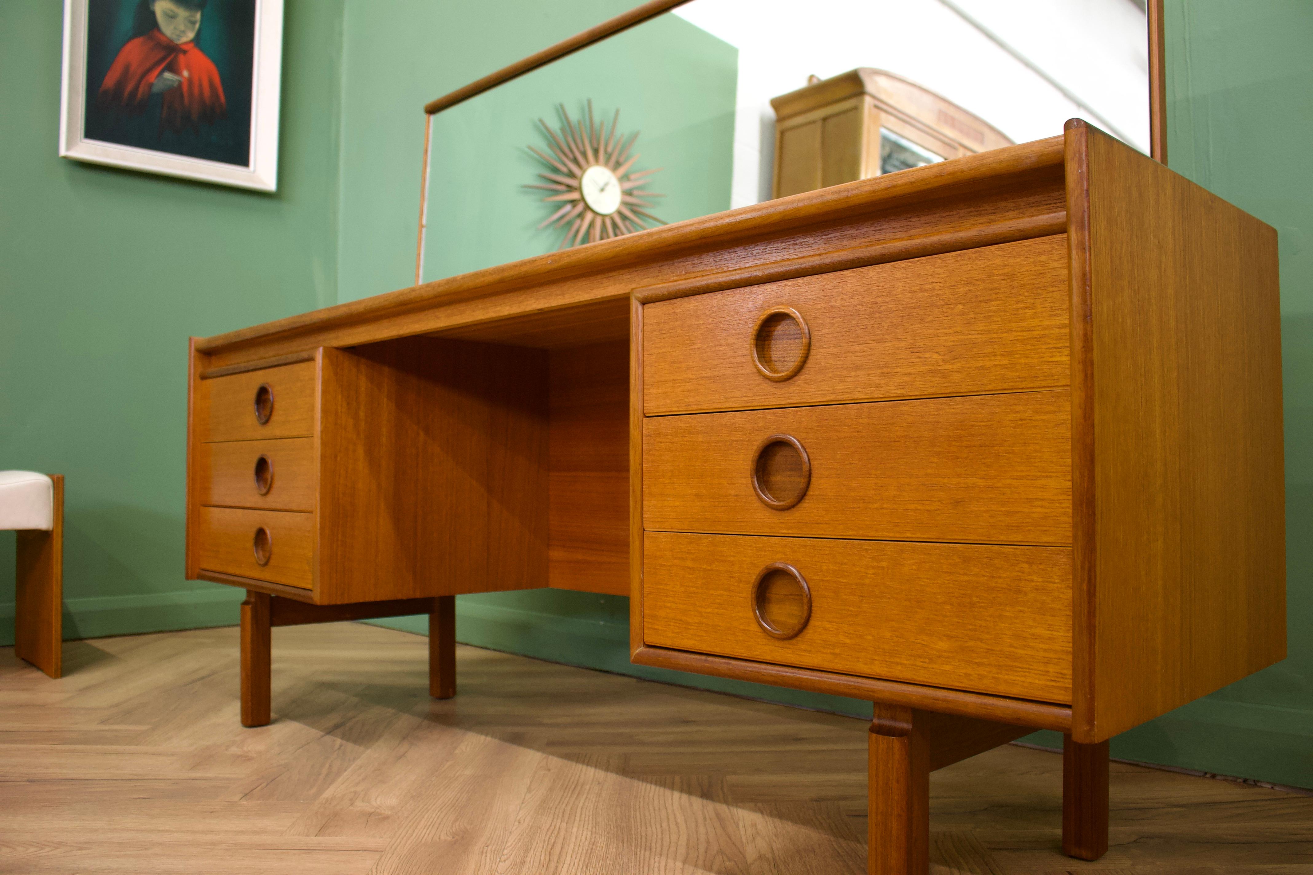 Teak Dressing Table and Stool from Bath Cabinet Makers, 1960s, Set of 2 1