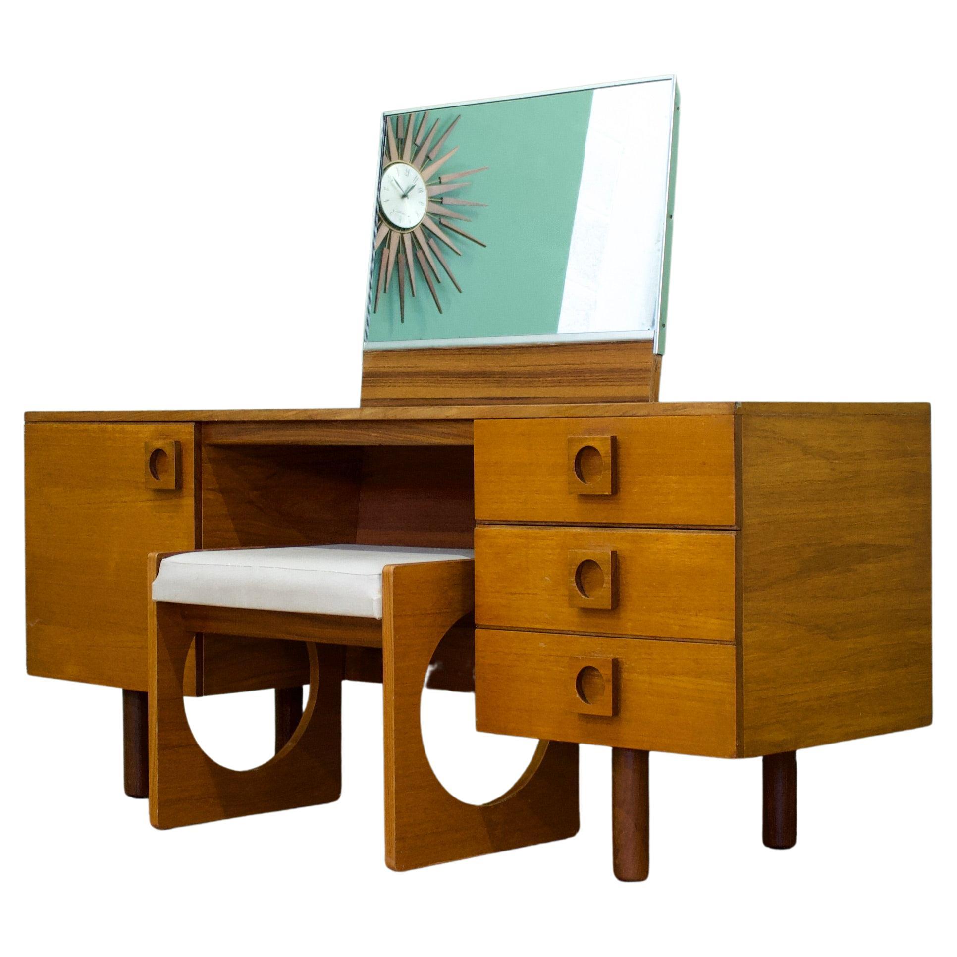 Teak Dressing Table and Stool from Uniflex, 1960s, Set of 2