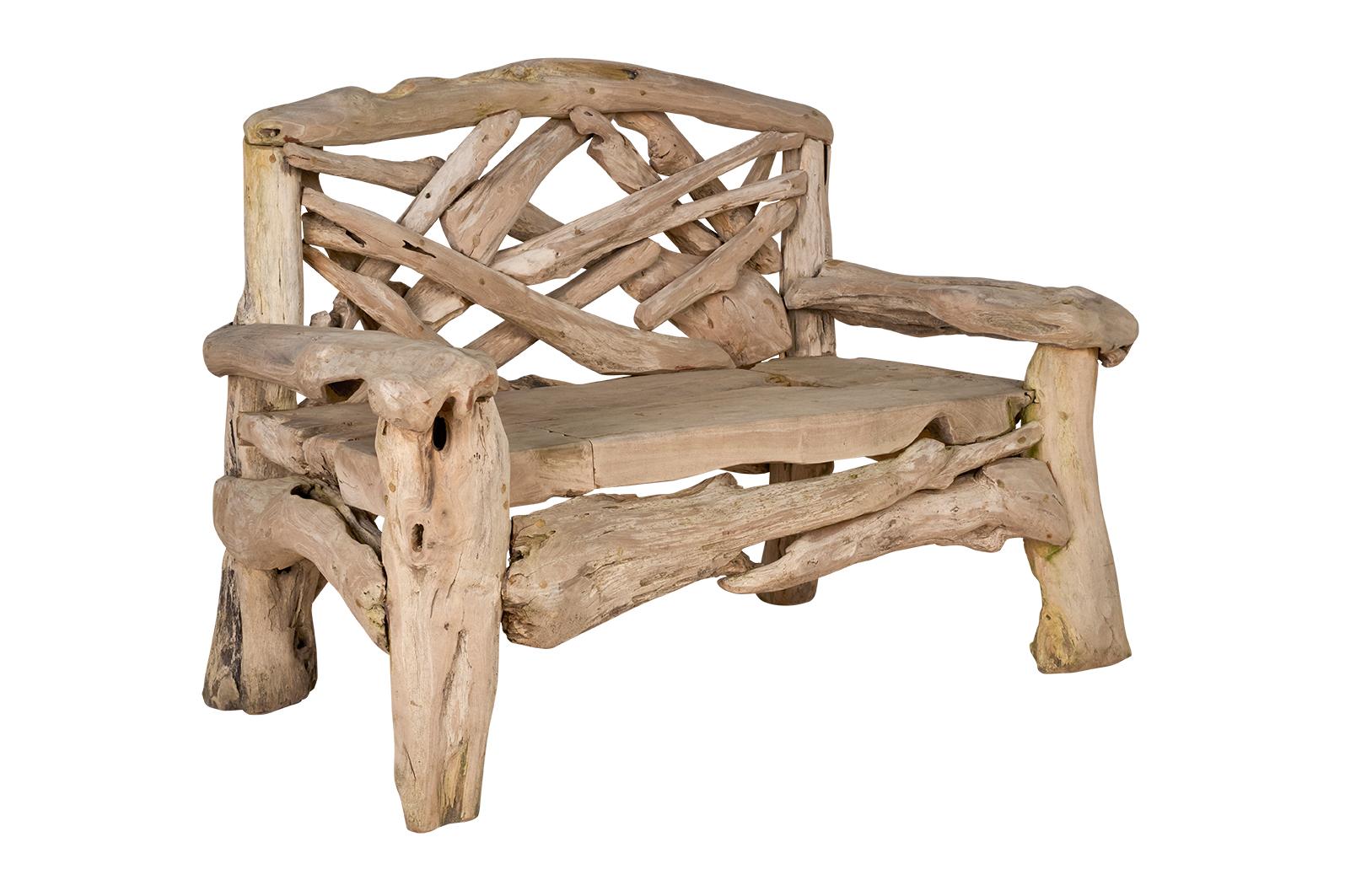 Teak Driftwood Garden Bench im Angebot 4