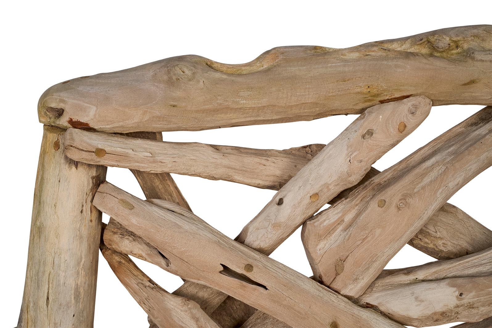 Teak Driftwood Garden Bench (Rustikal) im Angebot