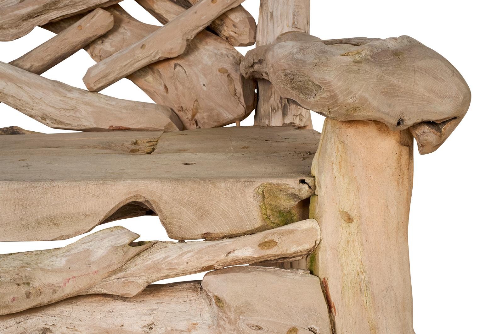 Teak Driftwood Garden Bench (20. Jahrhundert) im Angebot