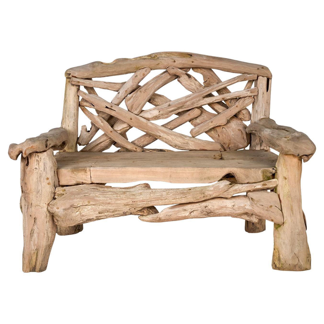 Teak Driftwood Garden Bench im Angebot