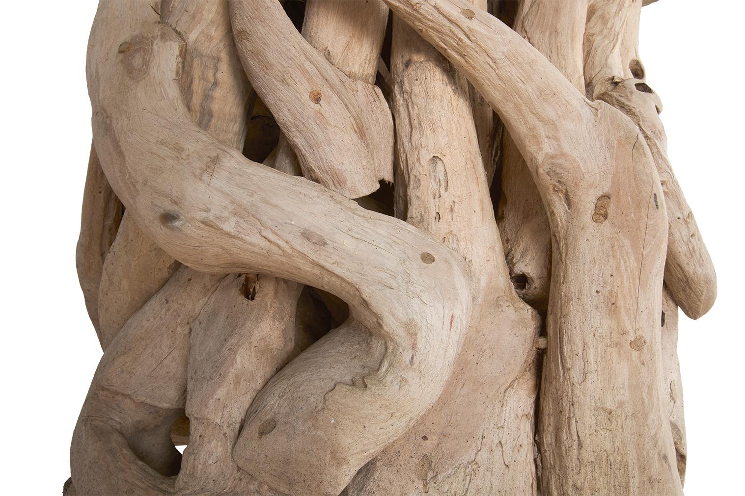 Tavolo in legno driftwood di teak con piano in pietra gessata fortemente degradata in vendita 3