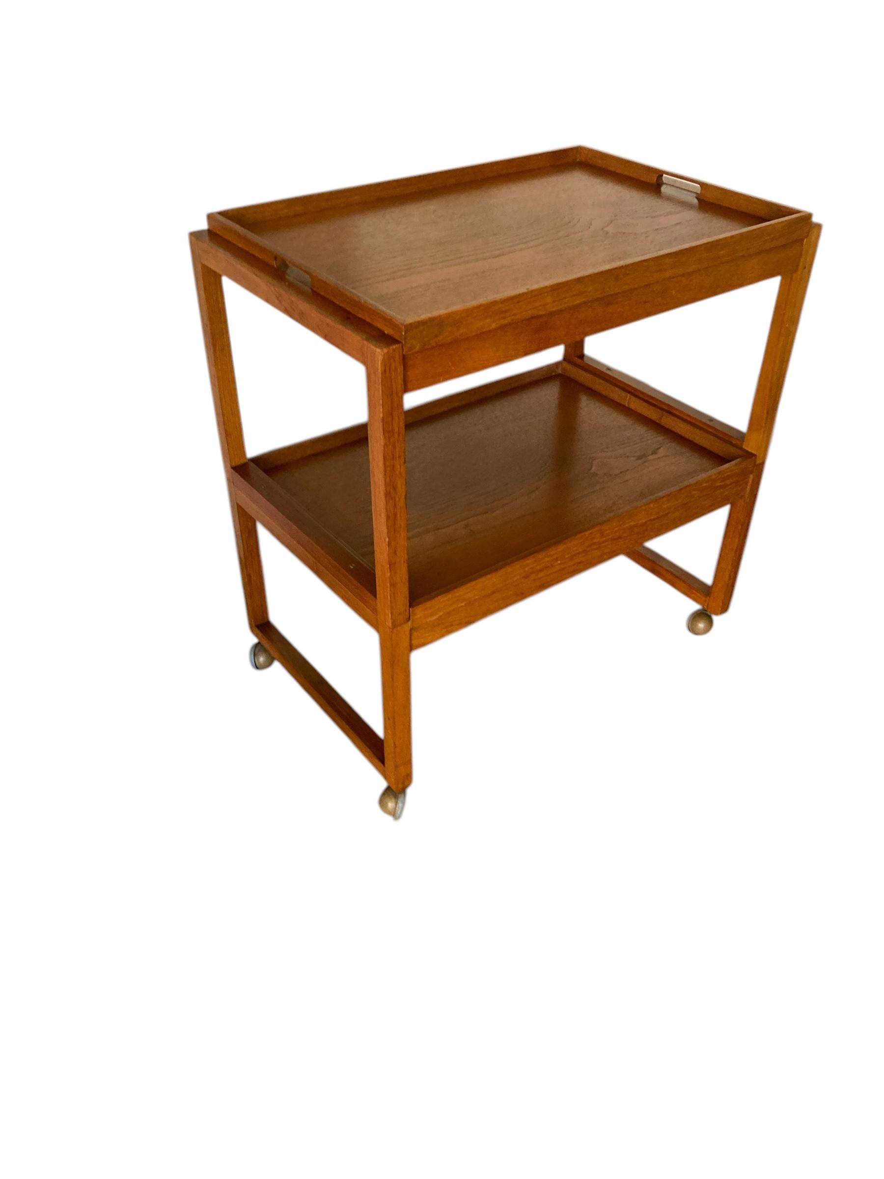 Carrito de bebidas de teca de White & Newton Portsmouth Ltd. Con ruedas Kenrick de calidad, tiene una bandeja superior desmontable con estante inferior.

H: 73 cm

Estante inferior H: 37 cm

Anchura: 69 cm

D: 43 cm
