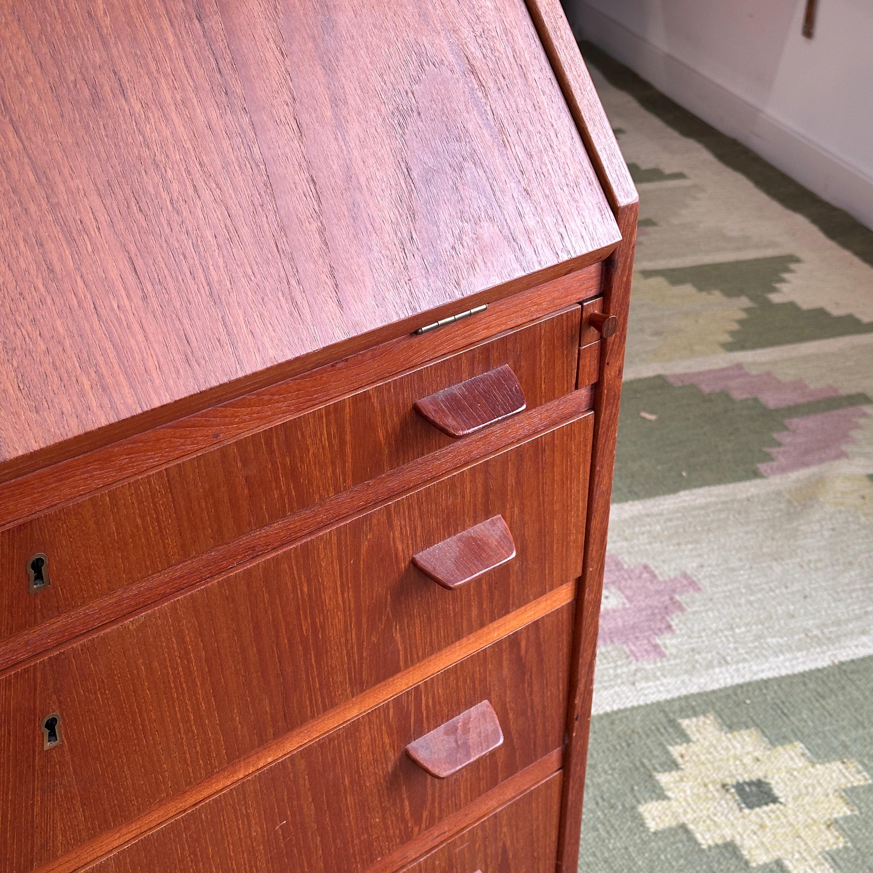 Teak Drop Front Bureau For Sale 4