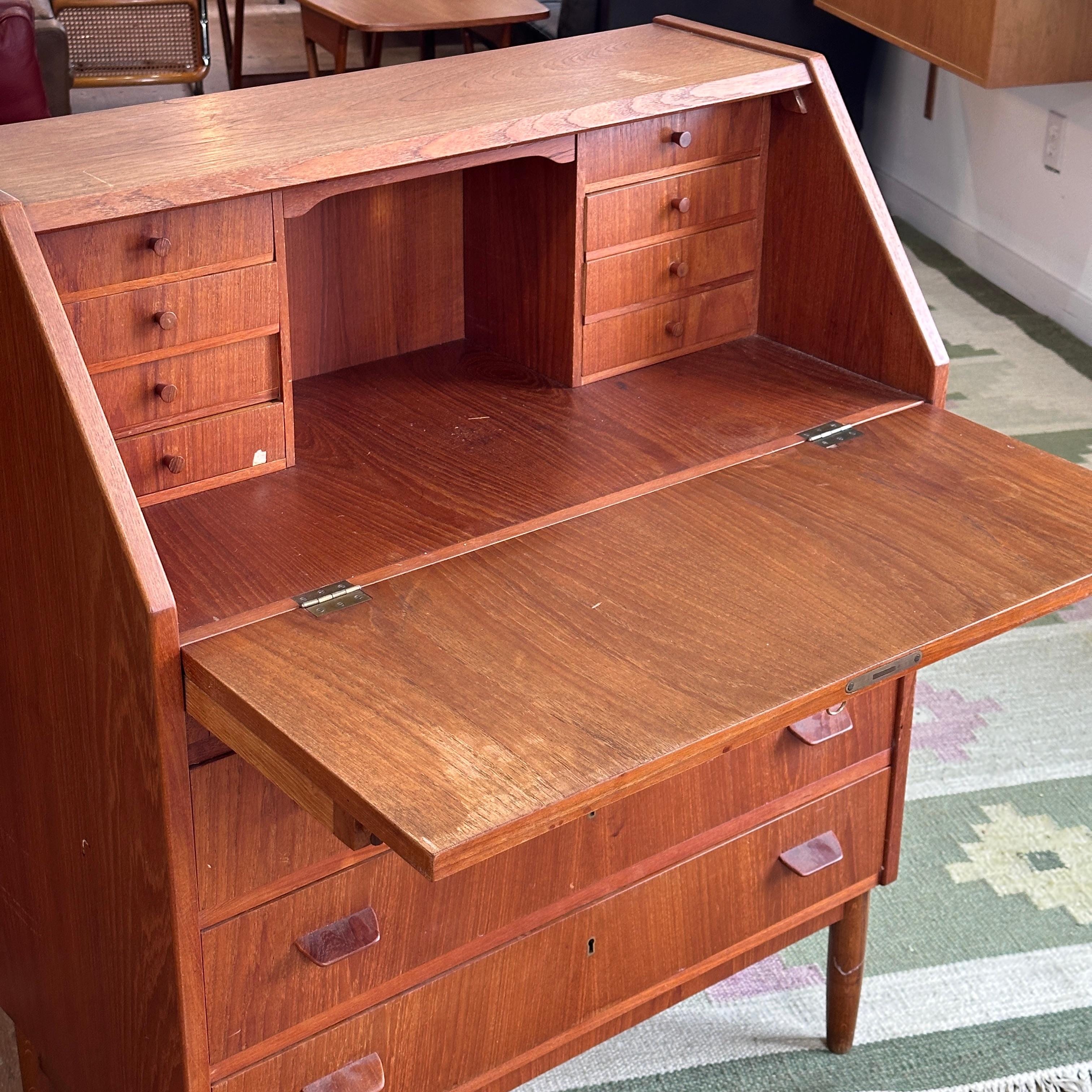 Mid-20th Century Teak Drop Front Bureau For Sale