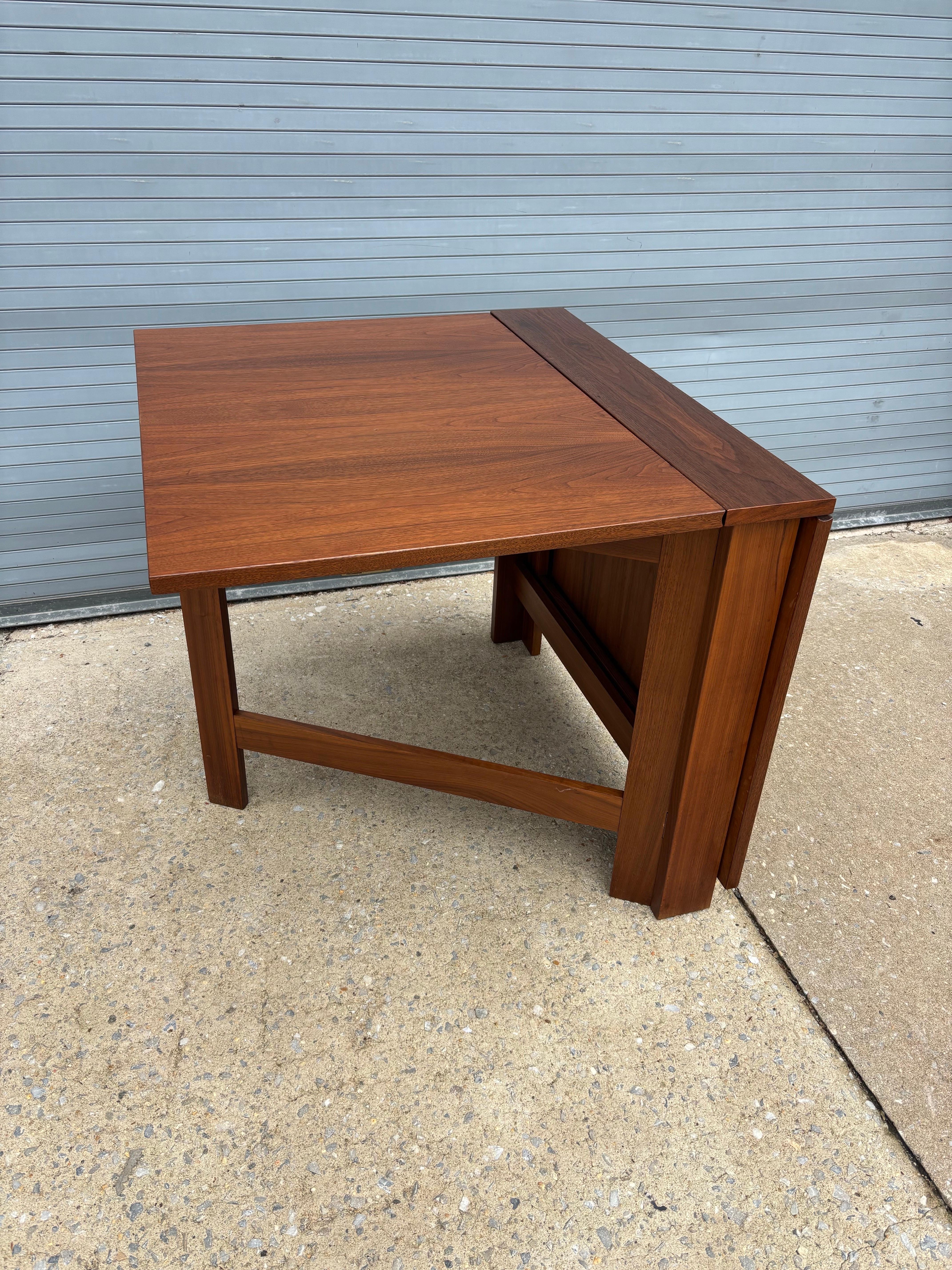 Teak Drop-Leaf Dining Table, 2 Available! In Good Condition For Sale In Philadelphia, PA