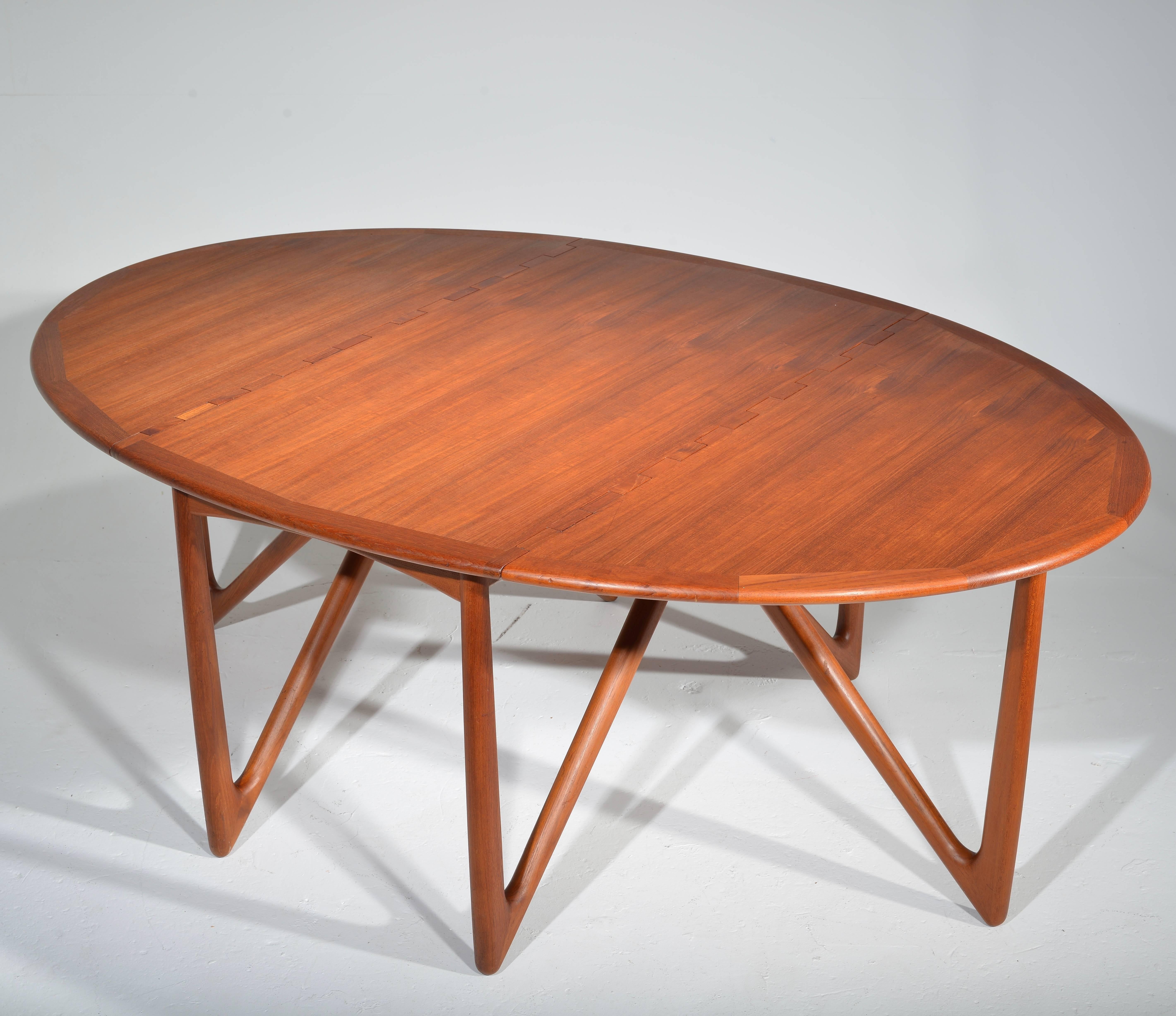 Danish Teak Drop-Leaf Dining Table by Designed by Kurt Østervig