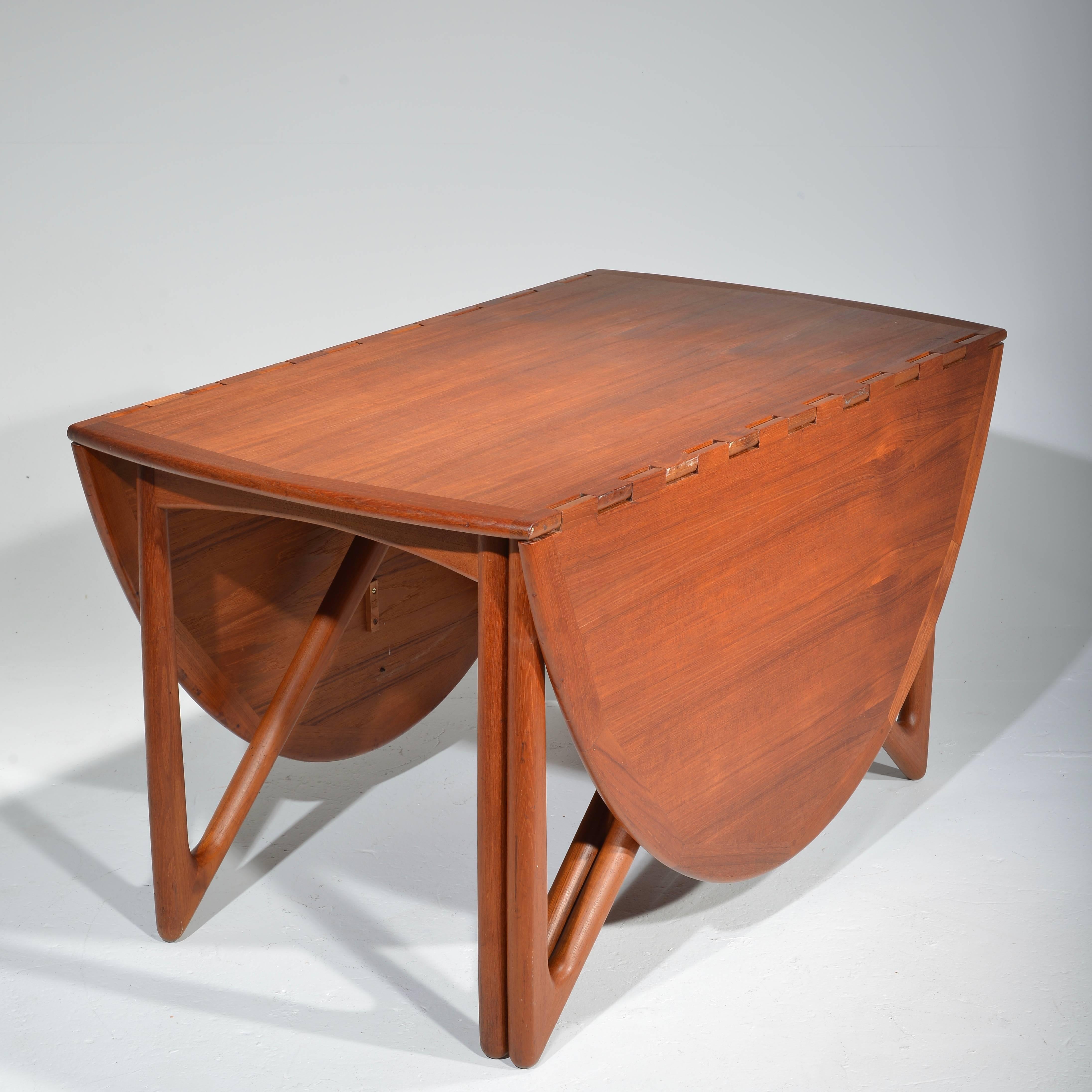 Mid-20th Century Teak Drop-Leaf Dining Table by Designed by Kurt Østervig