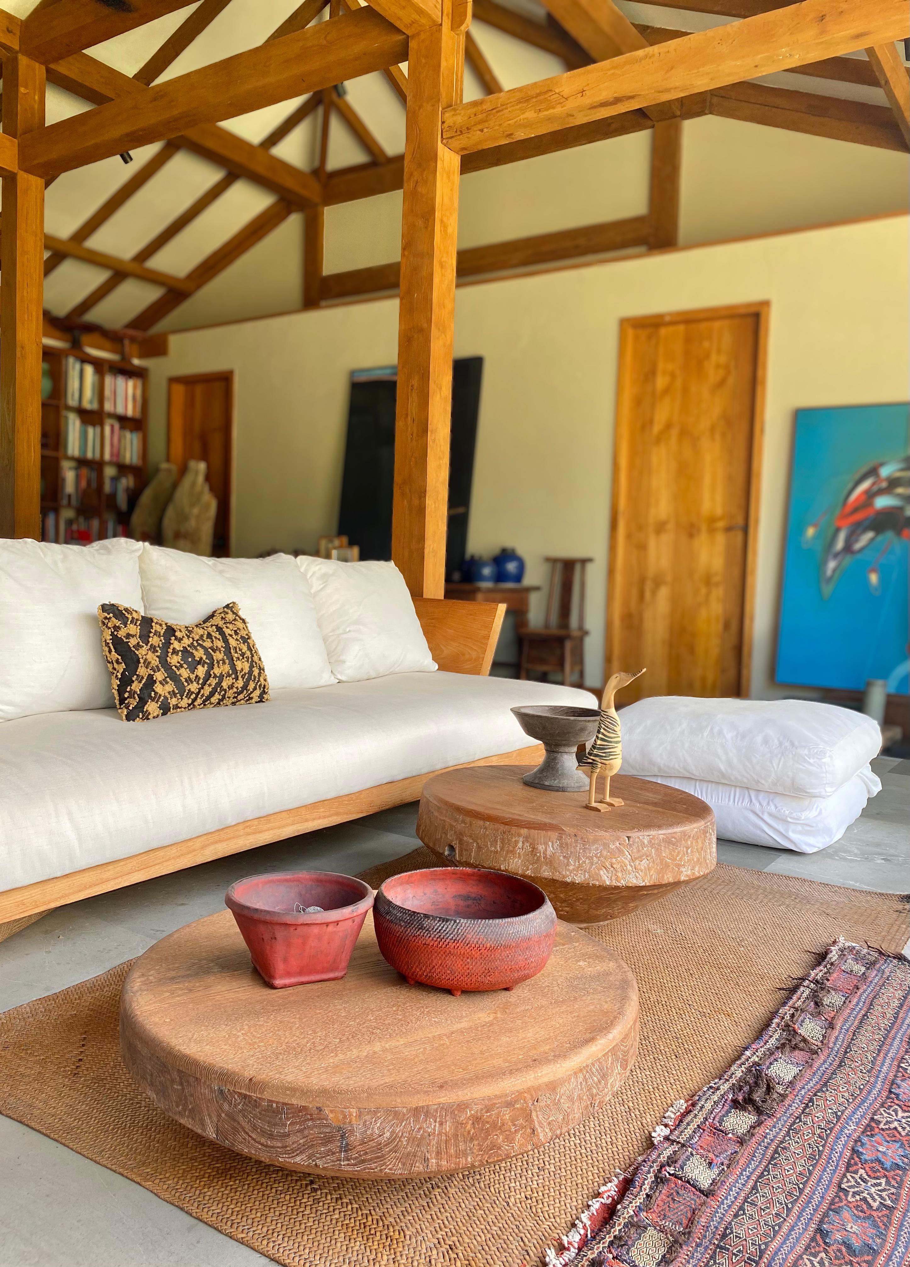 Indonesian Teak Drum Low Table Crafted in Indonesia