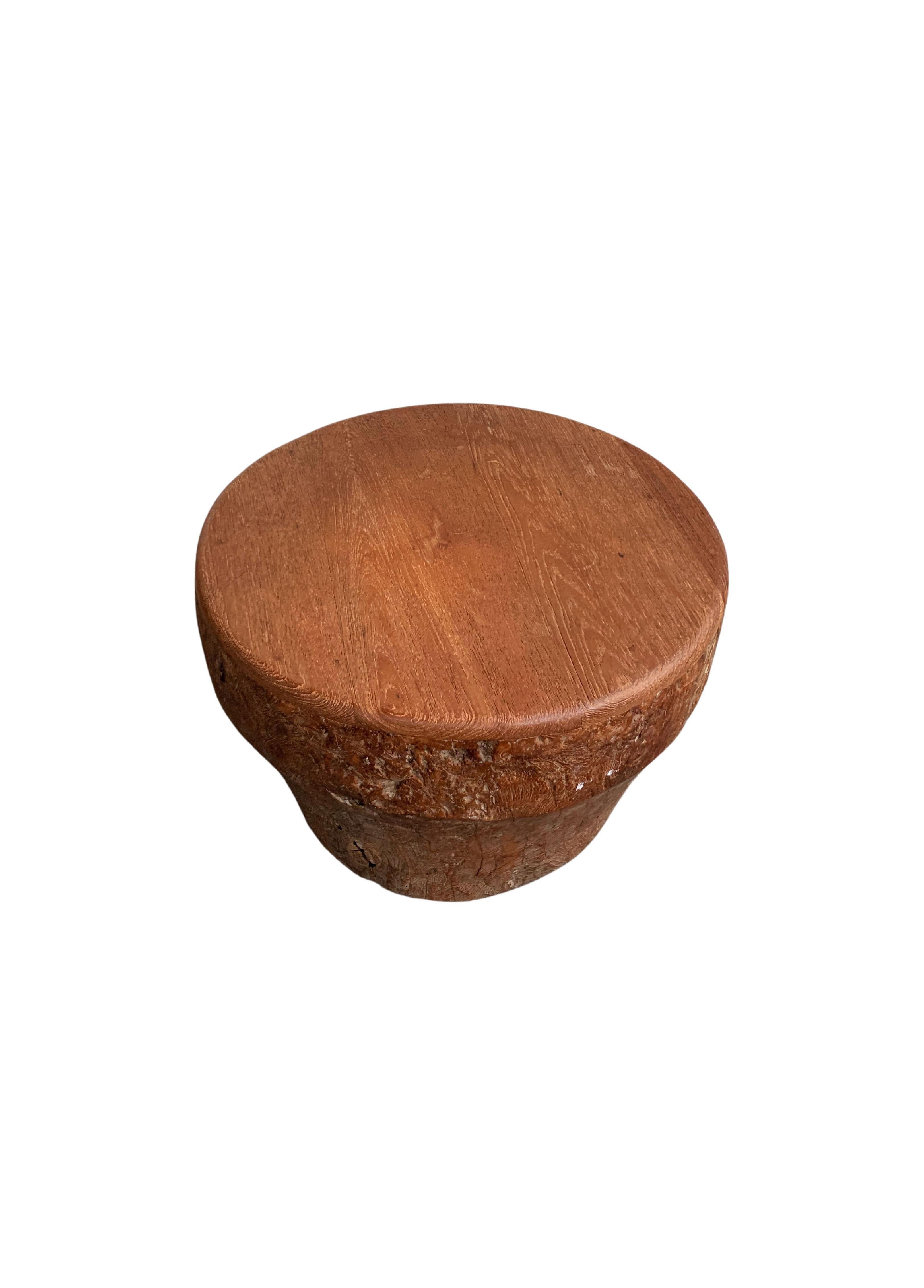 Hand-Crafted Teak Drum Low Table Crafted in Indonesia