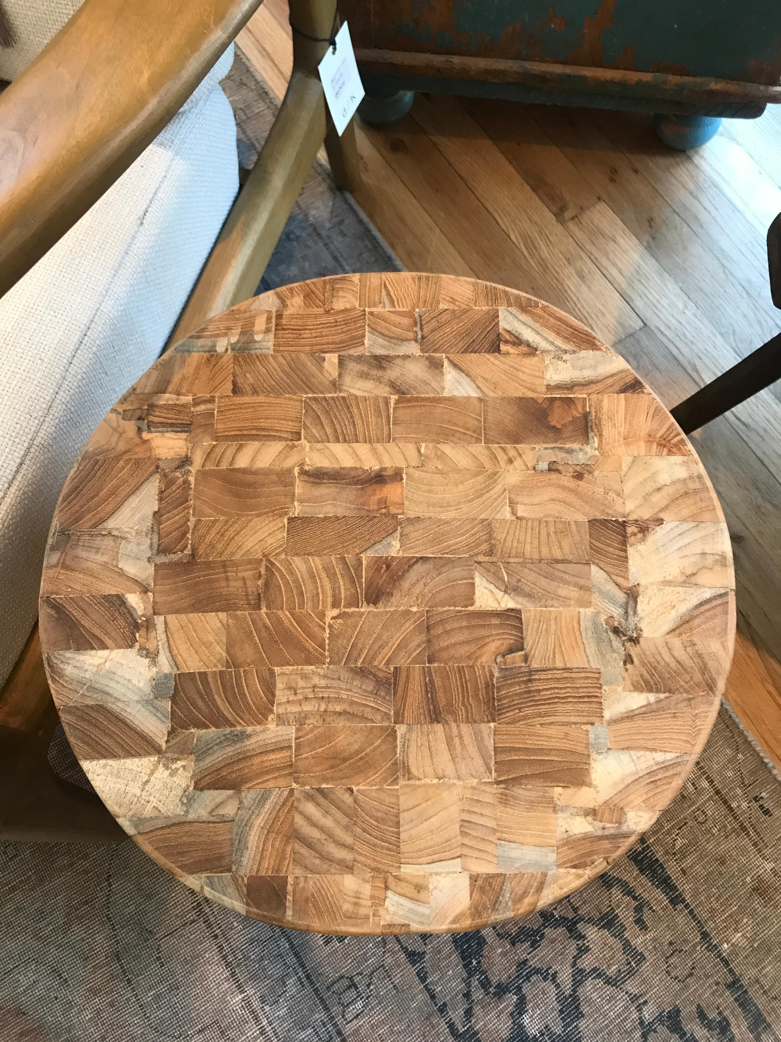 Teak Drum Side Table In Excellent Condition In Los Angeles, CA