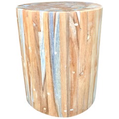 Teak Drum Side Table