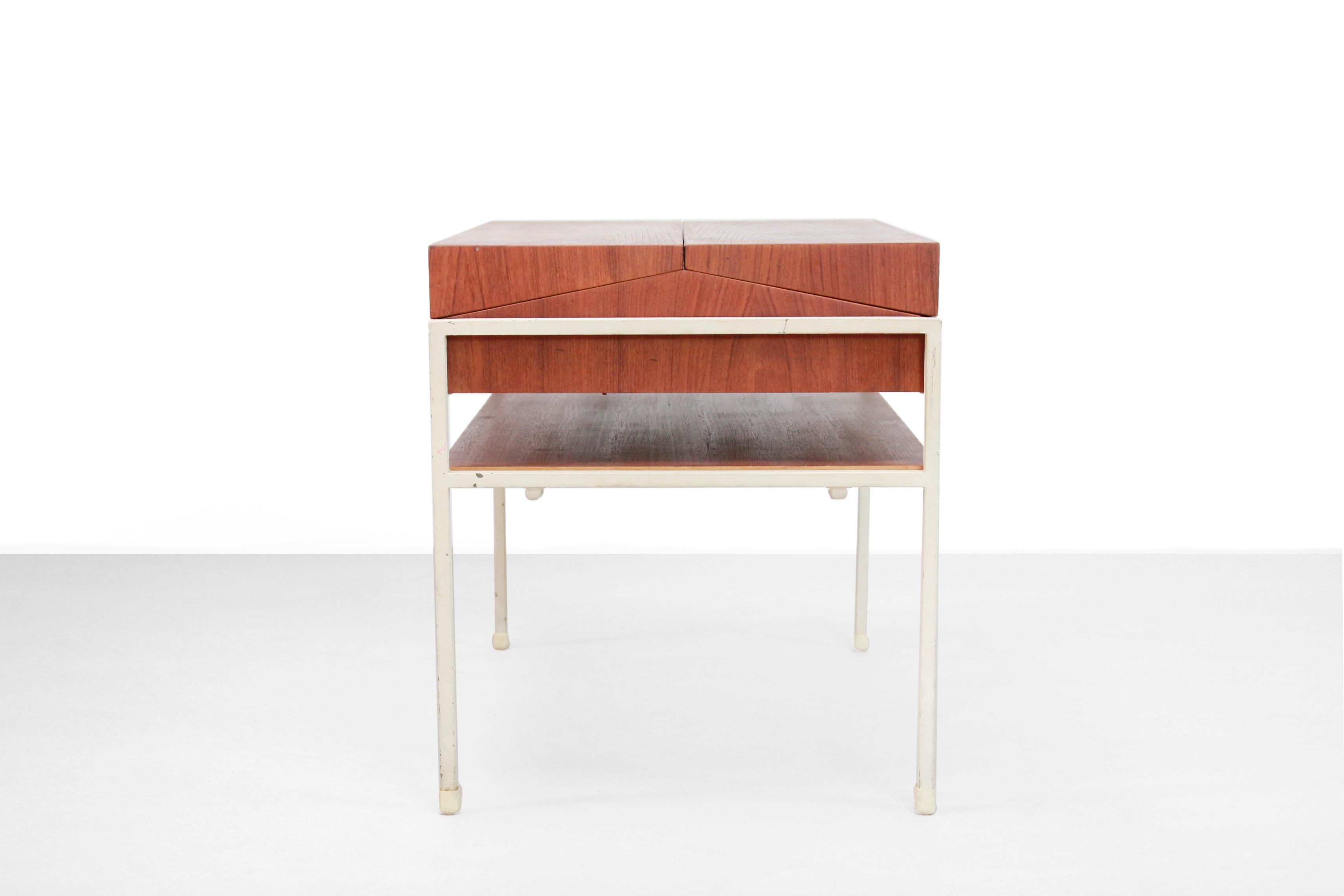 Lacquered Teak Dutch Minimalist Coen de Vries Sewing Box Table for Tetex, 1950s