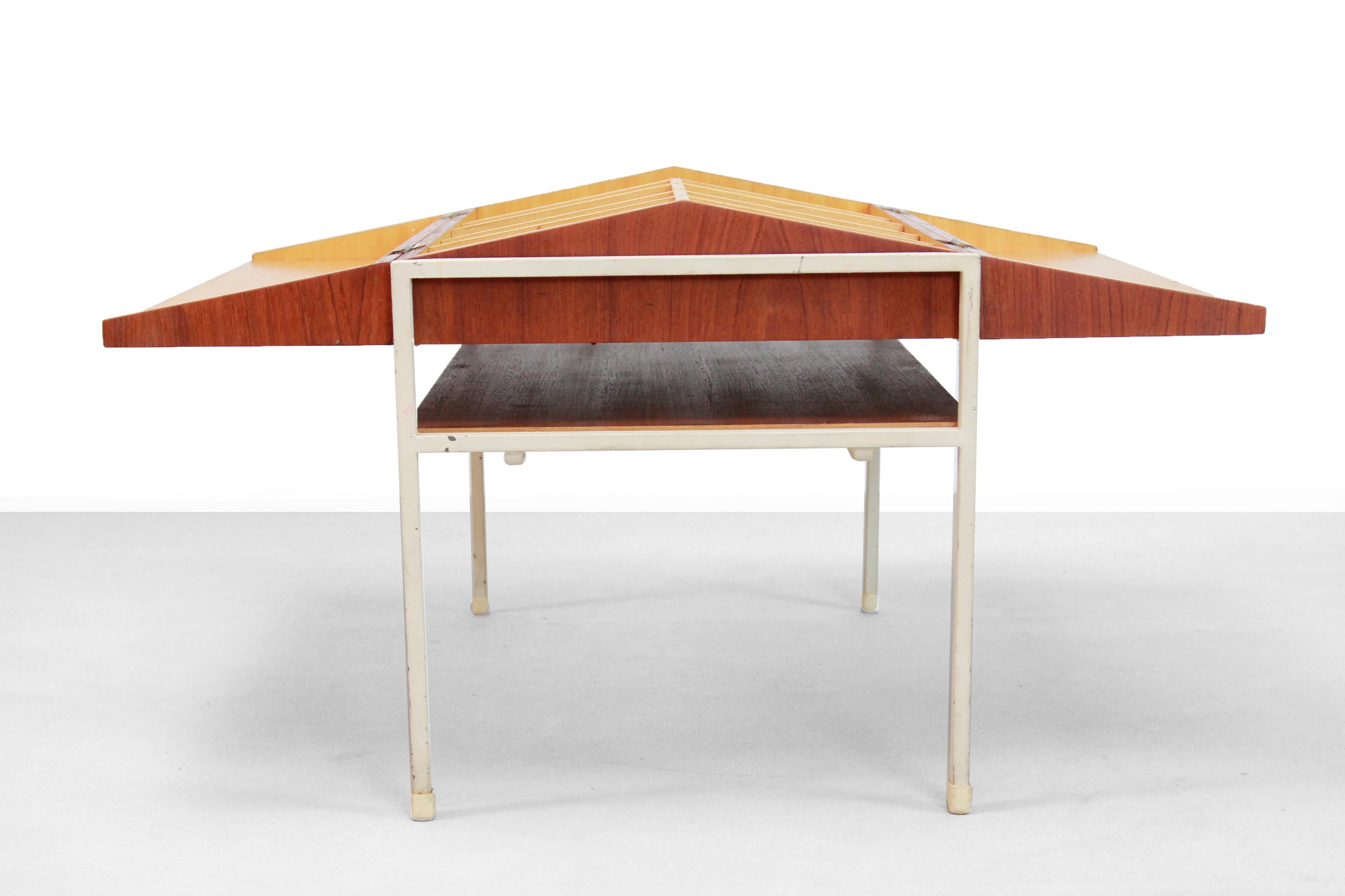 Teak Dutch Minimalist Coen de Vries Sewing Box Table for Tetex, 1950s In Good Condition In Amsterdam, Noord Holland