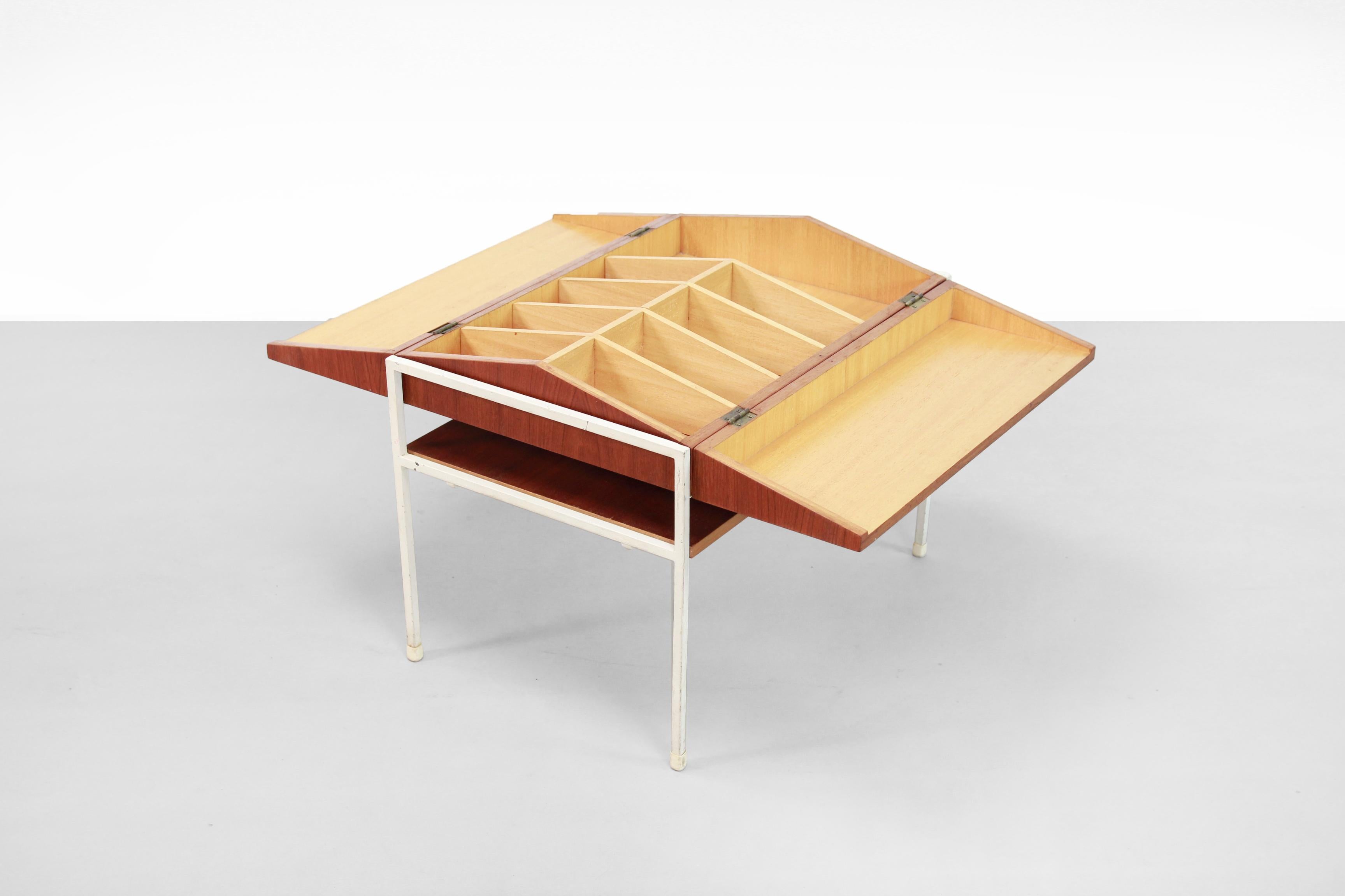 20th Century Teak Dutch Minimalist Coen de Vries Sewing Box Table for Tetex, 1950s