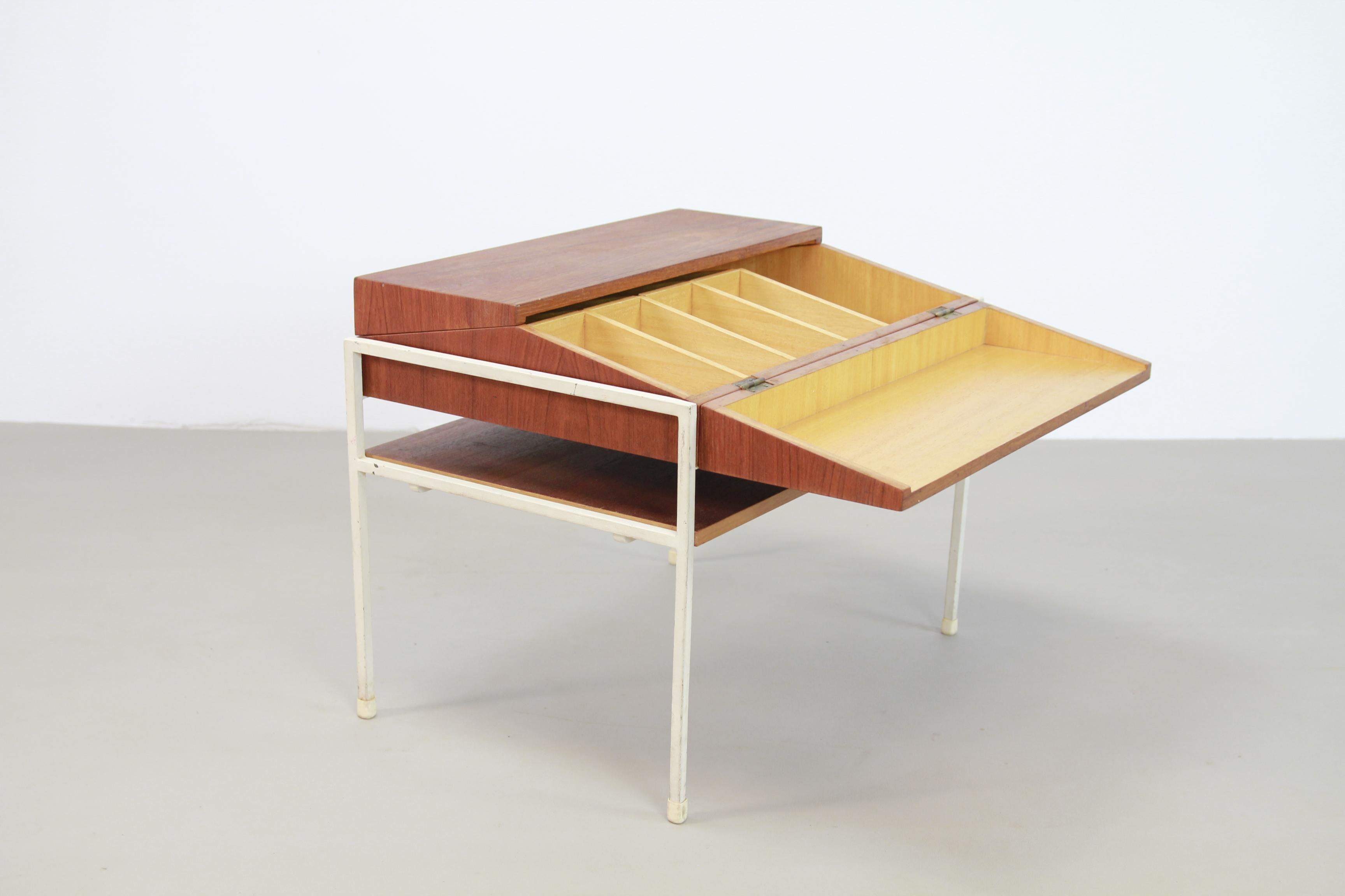 Teak Dutch Minimalist Coen de Vries Sewing Box Table for Tetex, 1950s 2