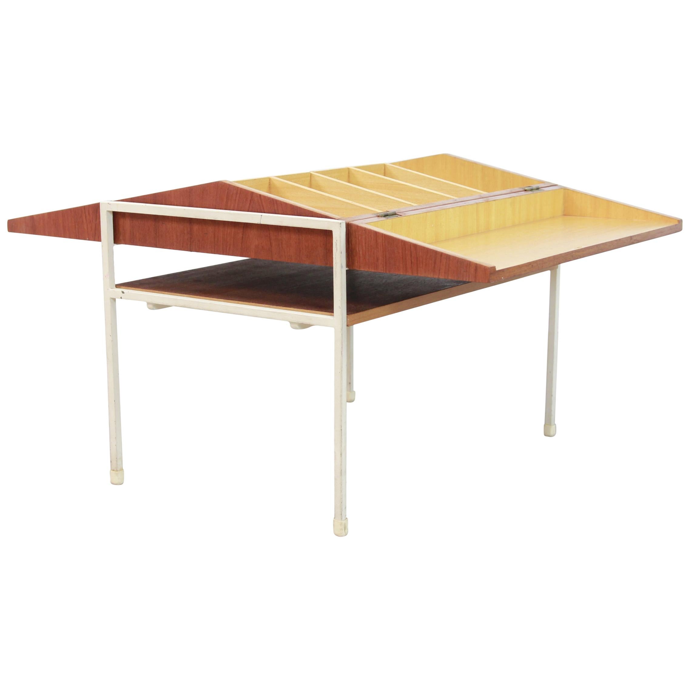 Teak Dutch Minimalist Coen de Vries Sewing Box Table for Tetex, 1950s