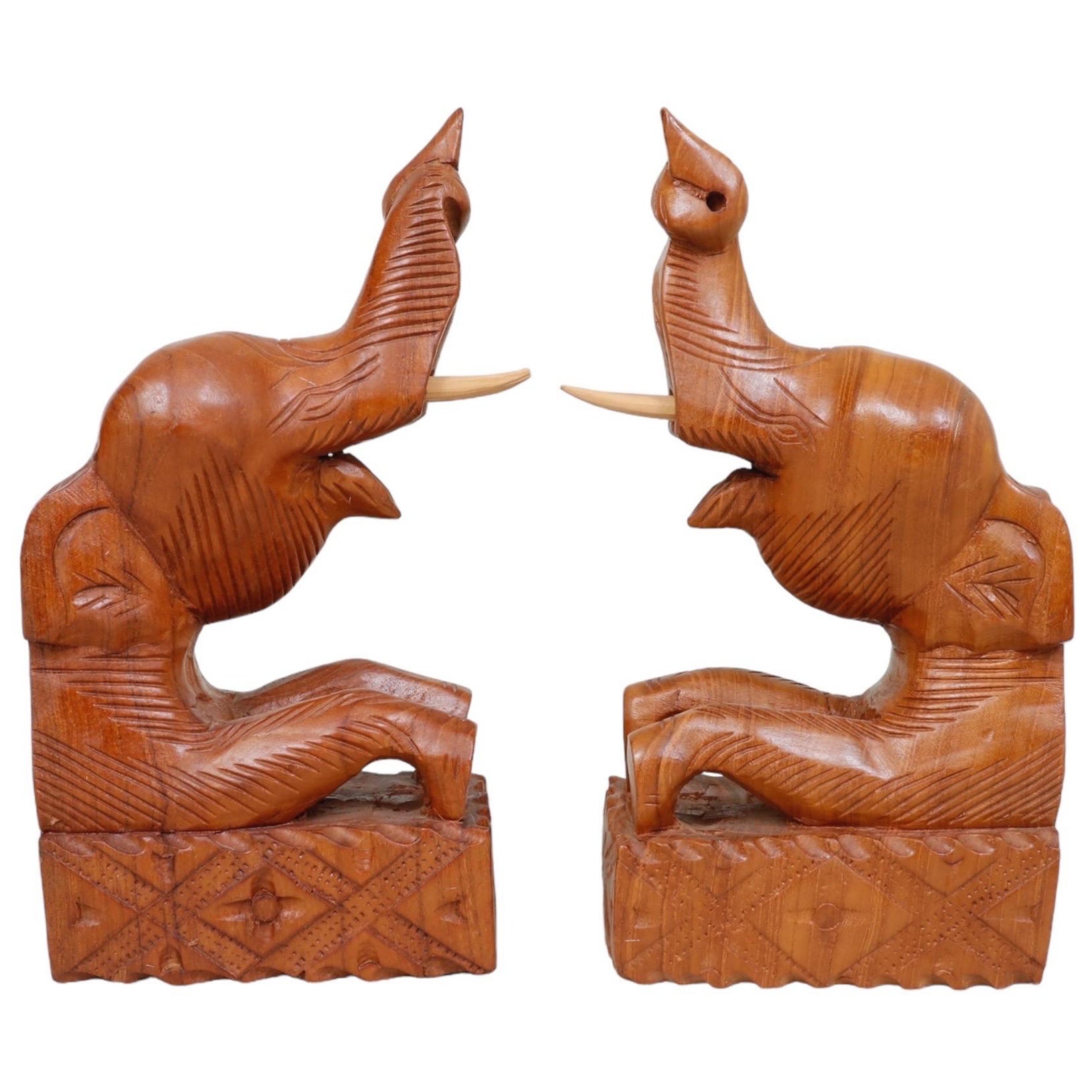 Fermalibri Elefante in teak - una coppia