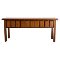 Teak Entry Bench with Sculptural Block Front Drawers MCM Denmark 1970s