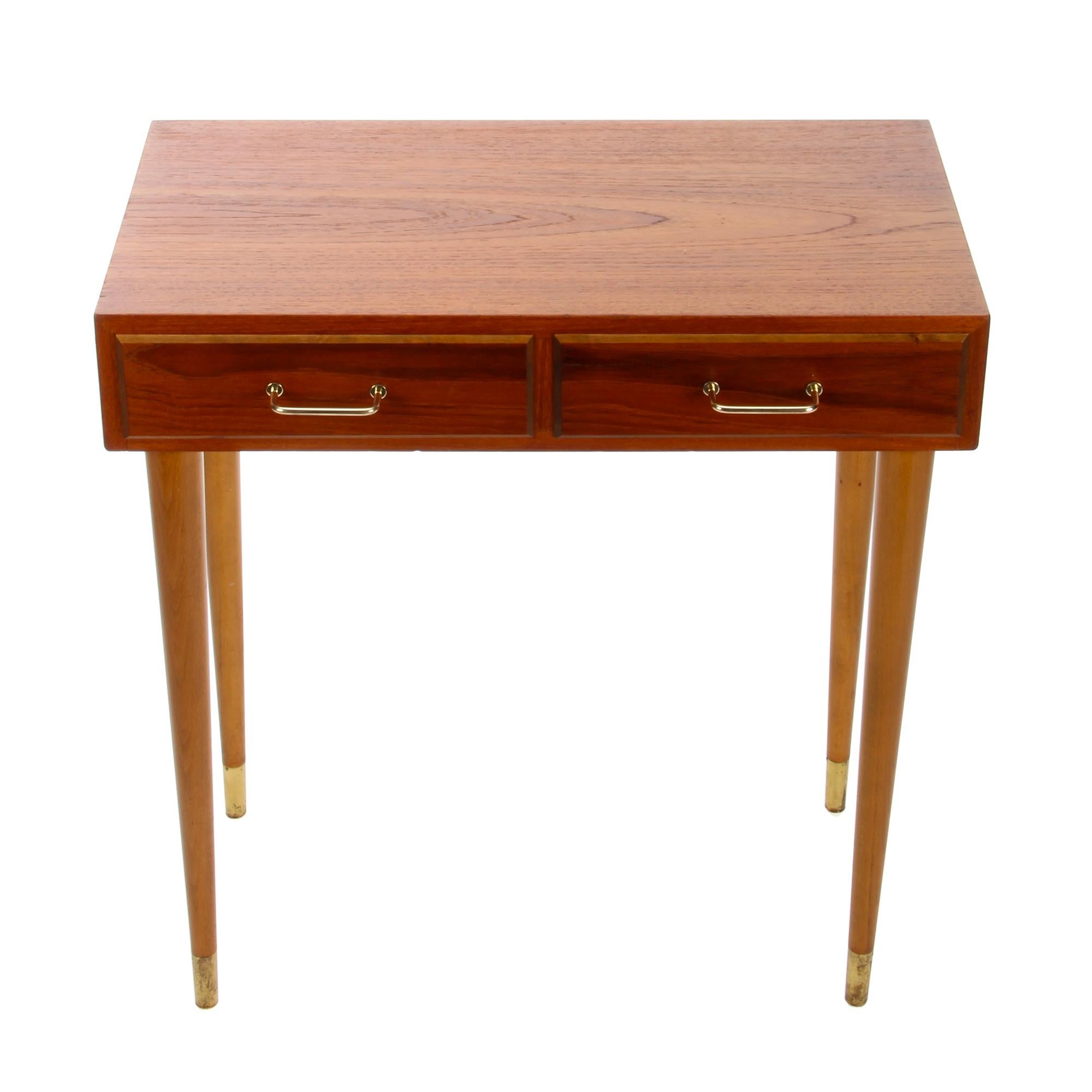 Teak Entry Table, 1960s Danish Console Table or Side Table with Two Drawers In Good Condition In Brondby, Copenhagen