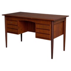 Teak Executive Desk Large Wooden Office Writing Table Denmark MCM 1960s