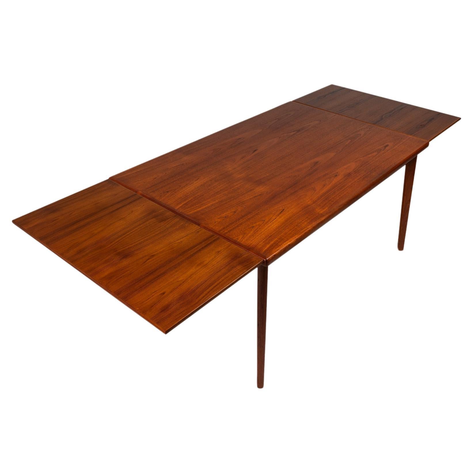 Teak Expansion Dining Table w/ Stow-in Leaves by BRDR Furbo, Denmark, c. 1960s For Sale