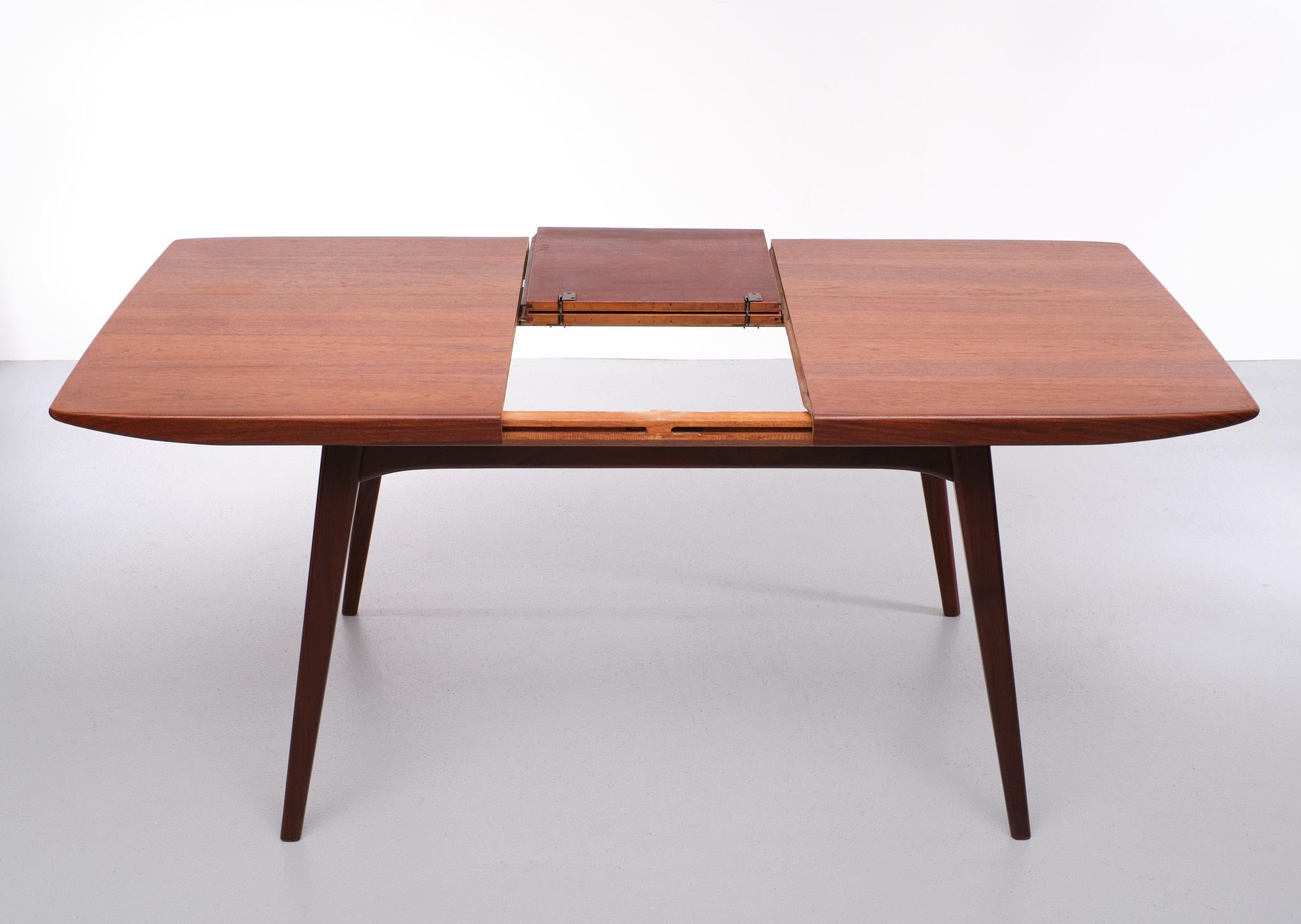 Teak extendable dining table Louis van Teeffelen  for Webe  Dutch 1960s 1