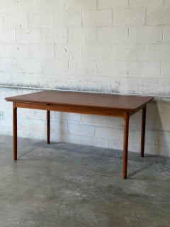 Teak Extendable Dining Table with Two Pull-Out Leaves Vintage Danish MCM 1960s