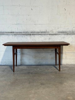 Teak Extendable Rectangular Coffee Table with Two Leaves Vintage 1960s