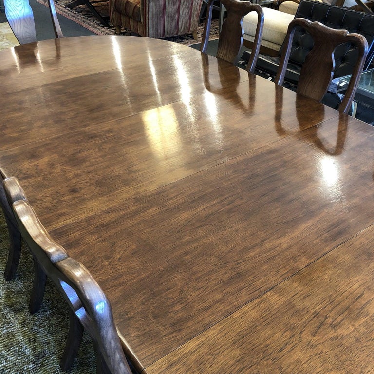 Teak Extension Dining Table and 8 Chairs, From Gumps Sf For Sale at
