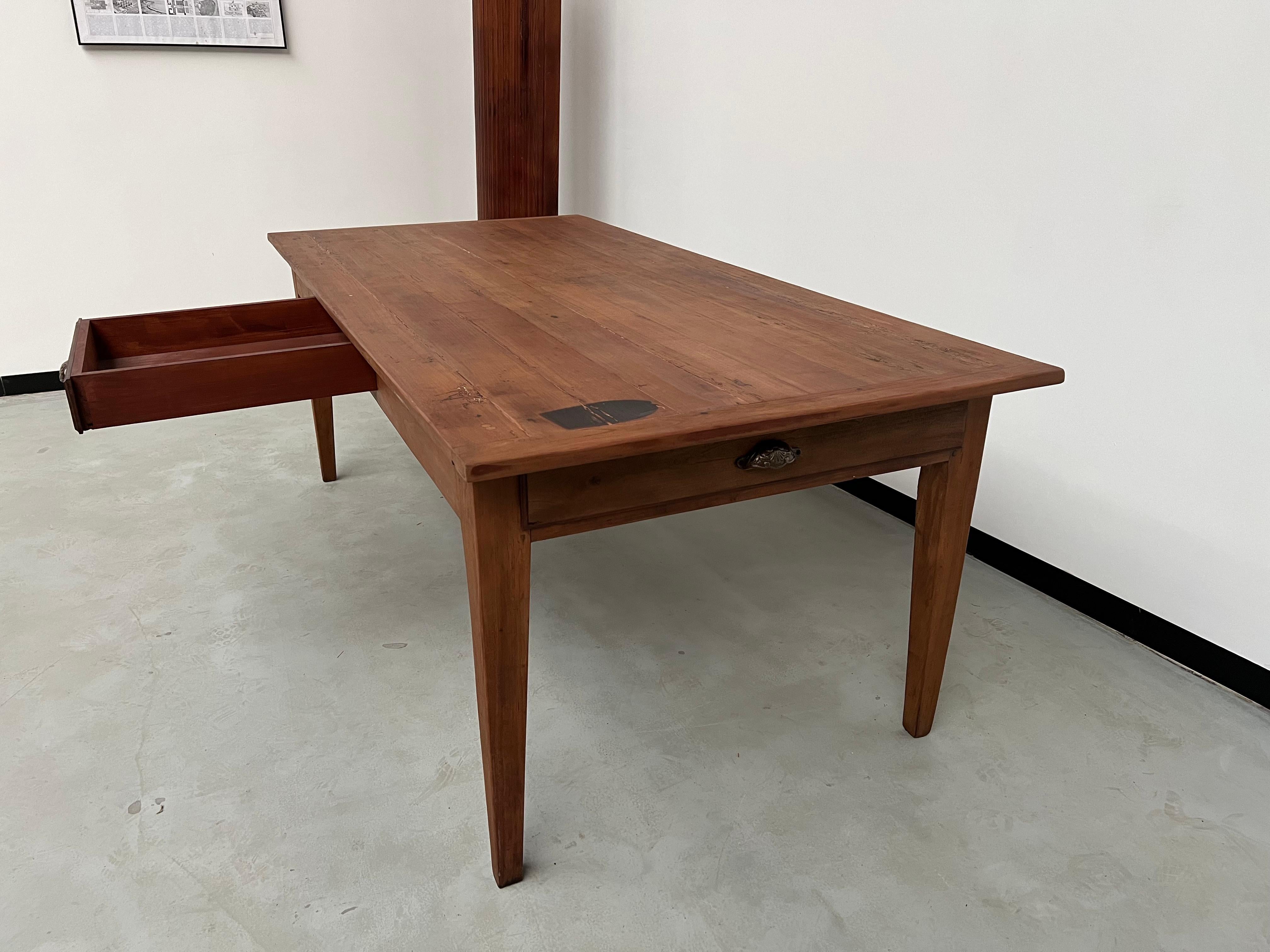 Teak farm table with spindle legs For Sale 8