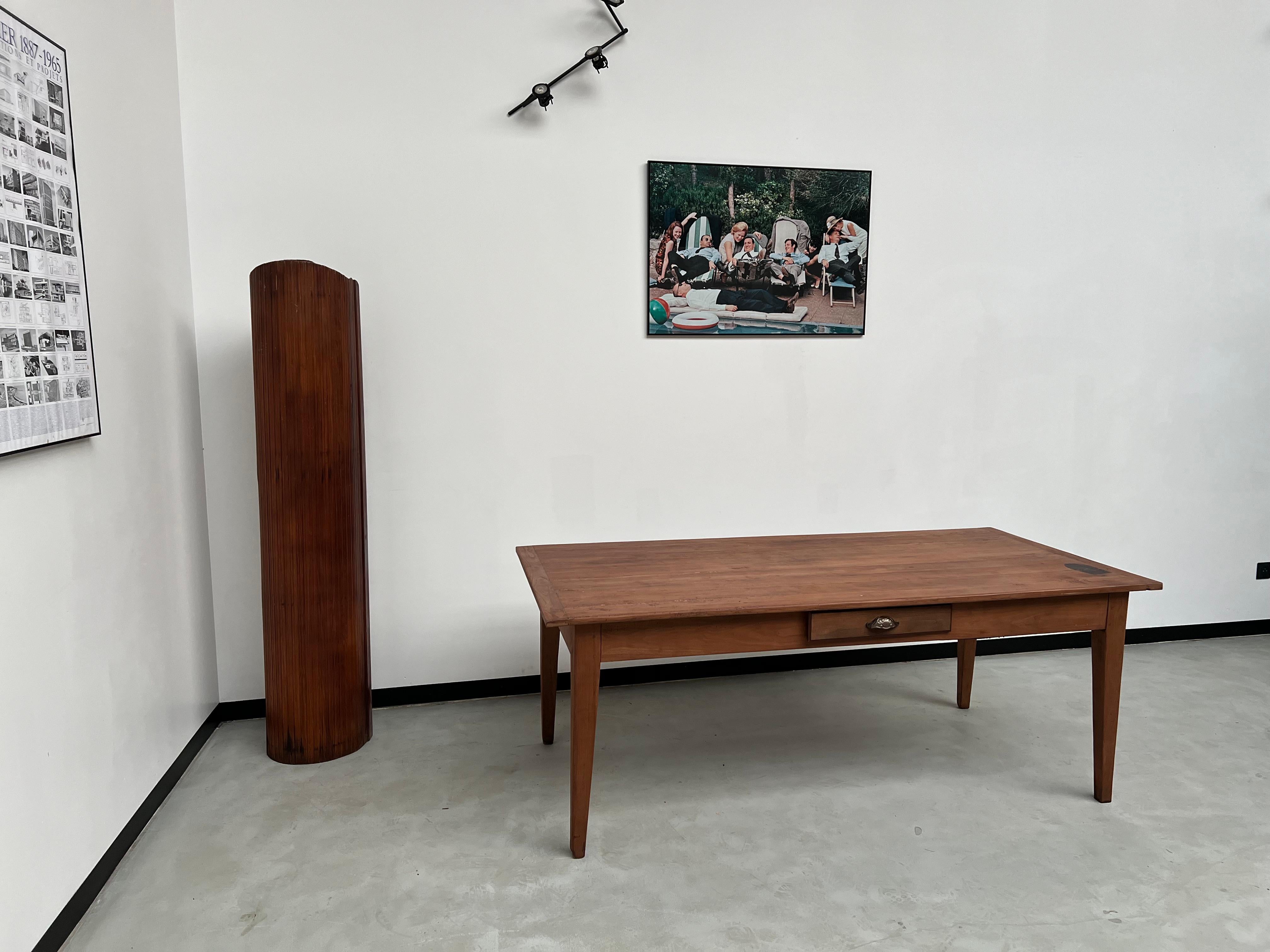 Late 20th Century Teak farm table with spindle legs For Sale