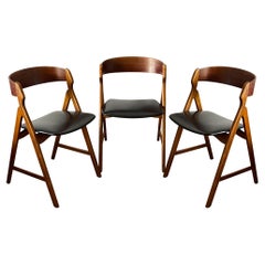 Teak & Faux Leather Danish Chairs, Model 71 by Henning Kjaernulf